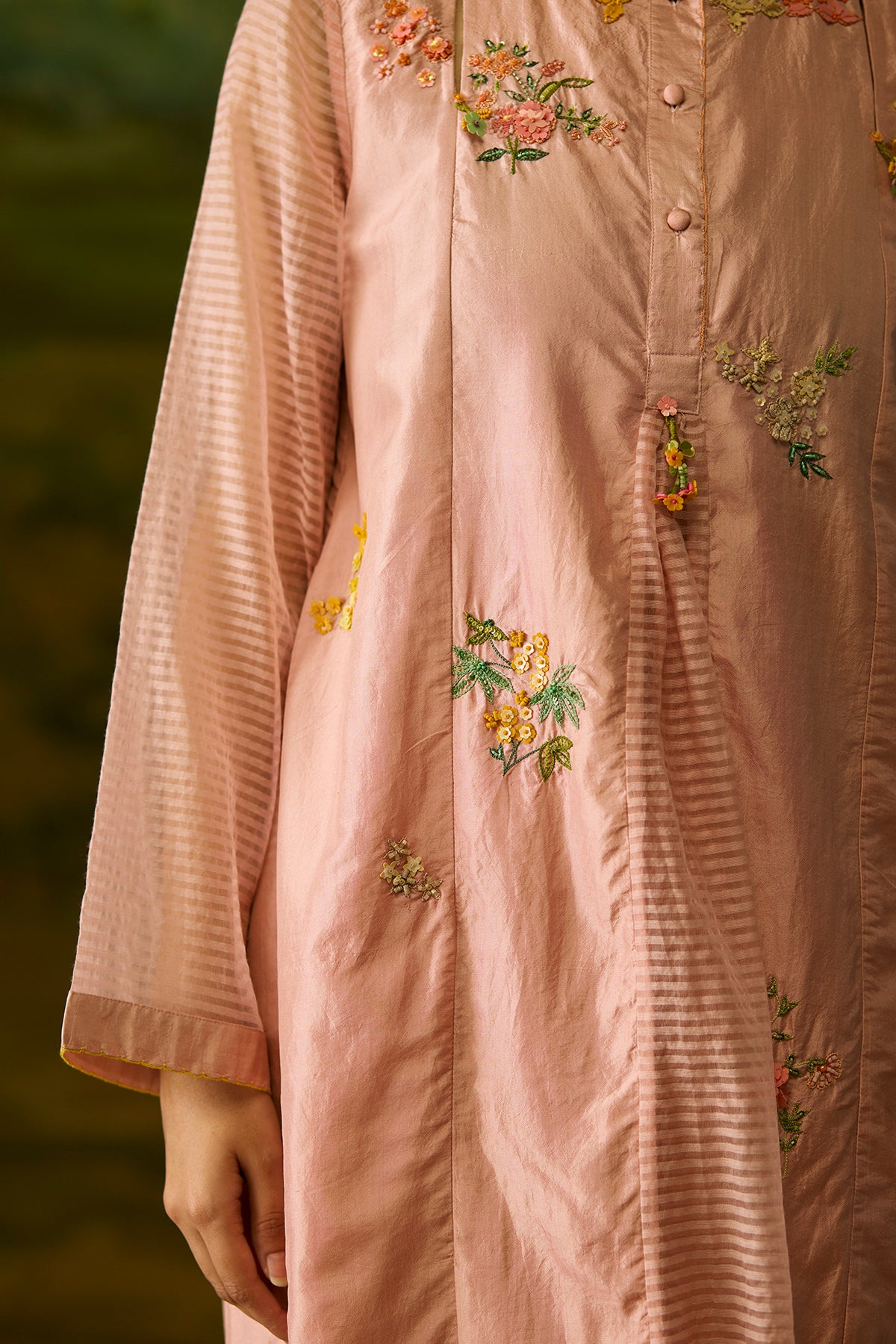 Coral peach embroidered kurta