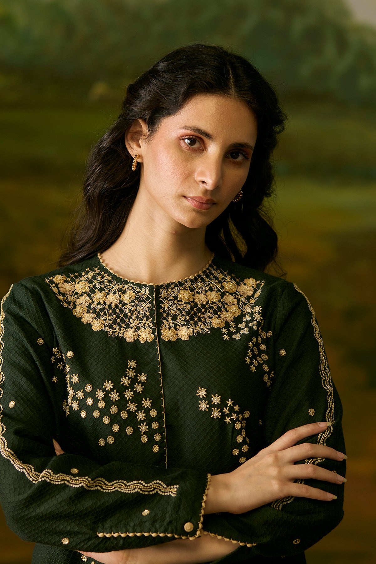 Forest Green Beaded Top
