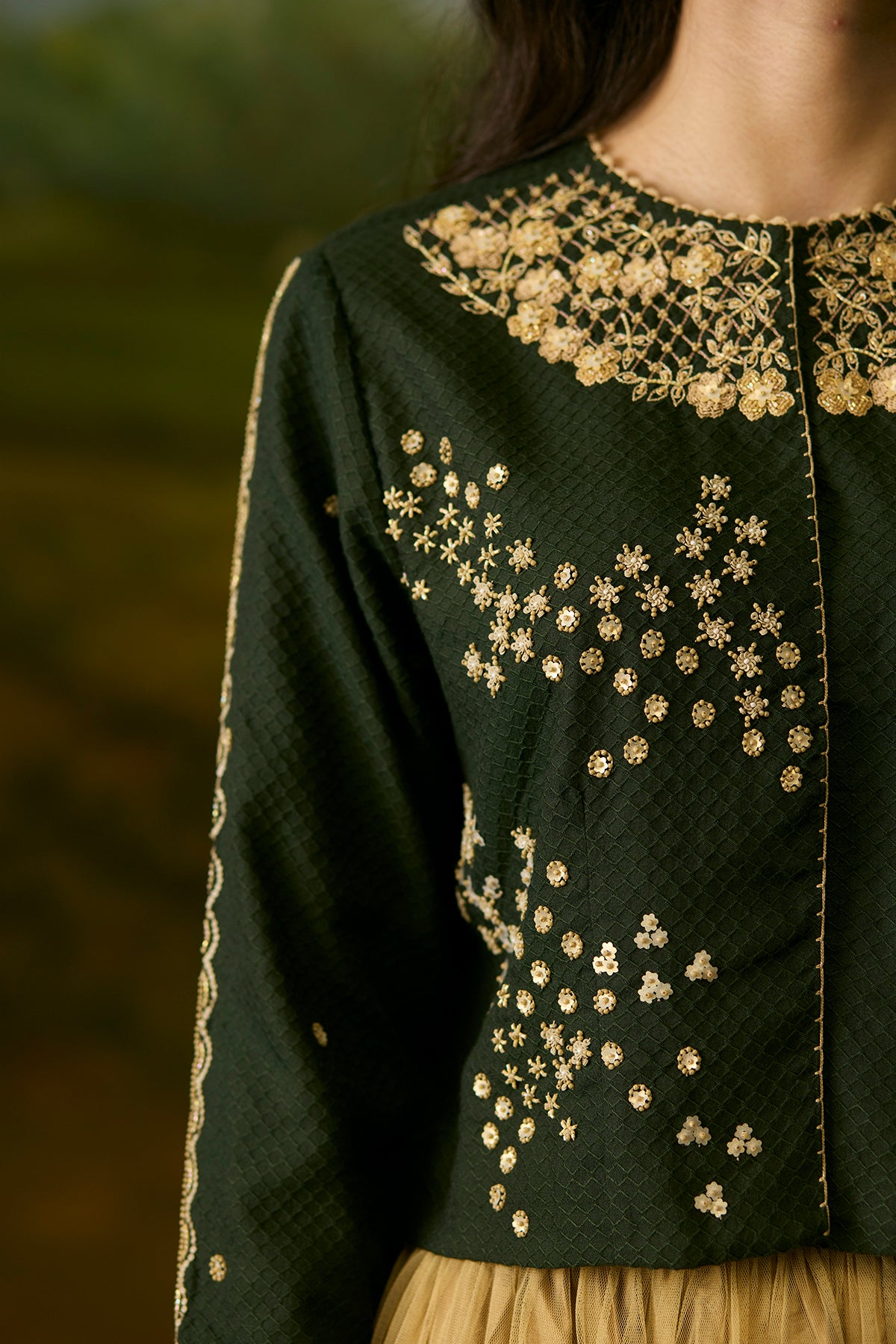 Forest Green Beaded Top