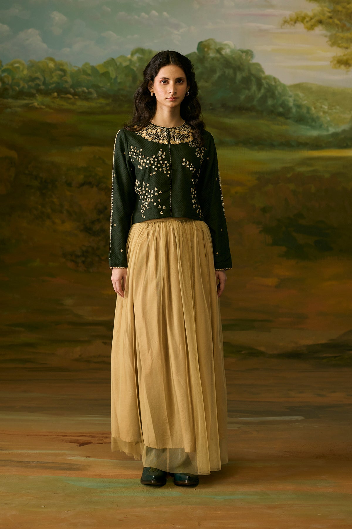 Forest Green Beaded Top