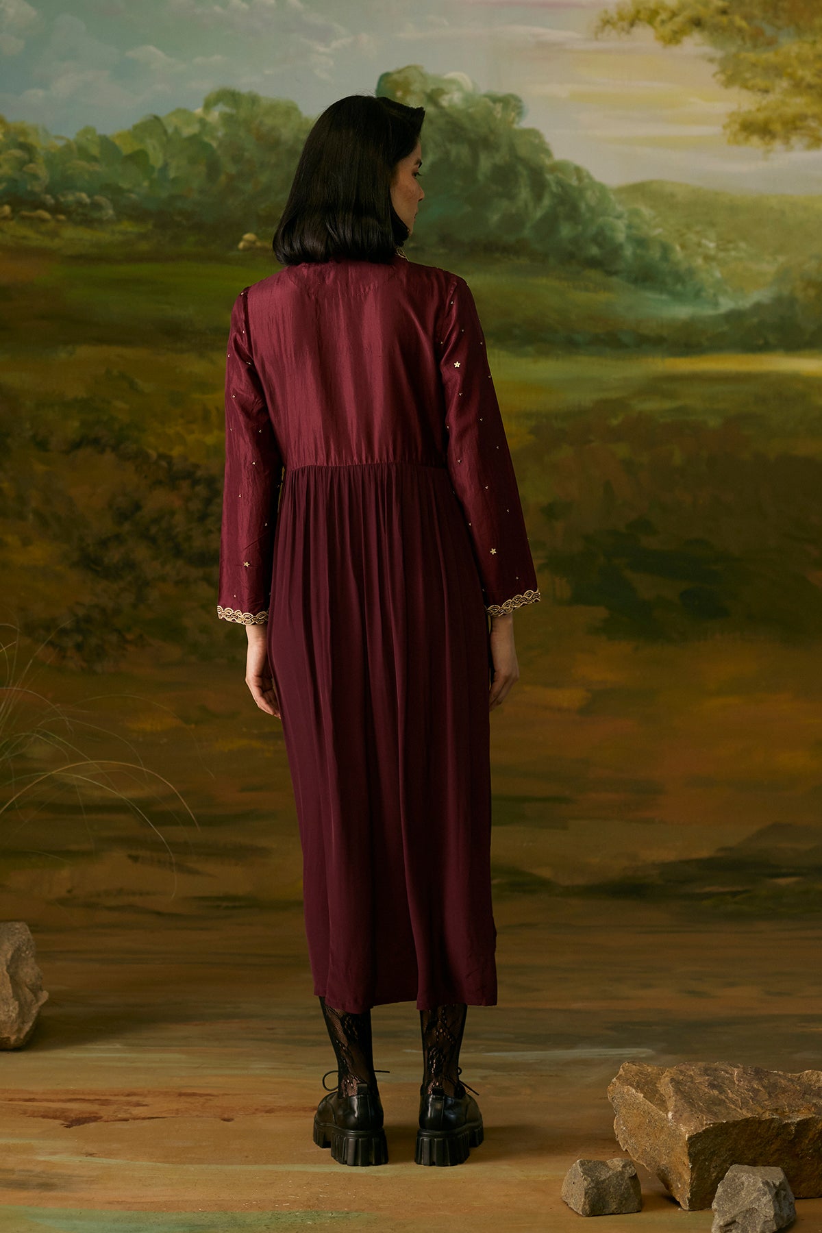 Crimson embroidered jacket