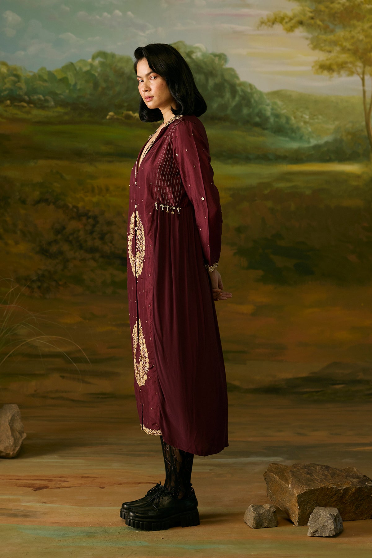 Crimson embroidered jacket