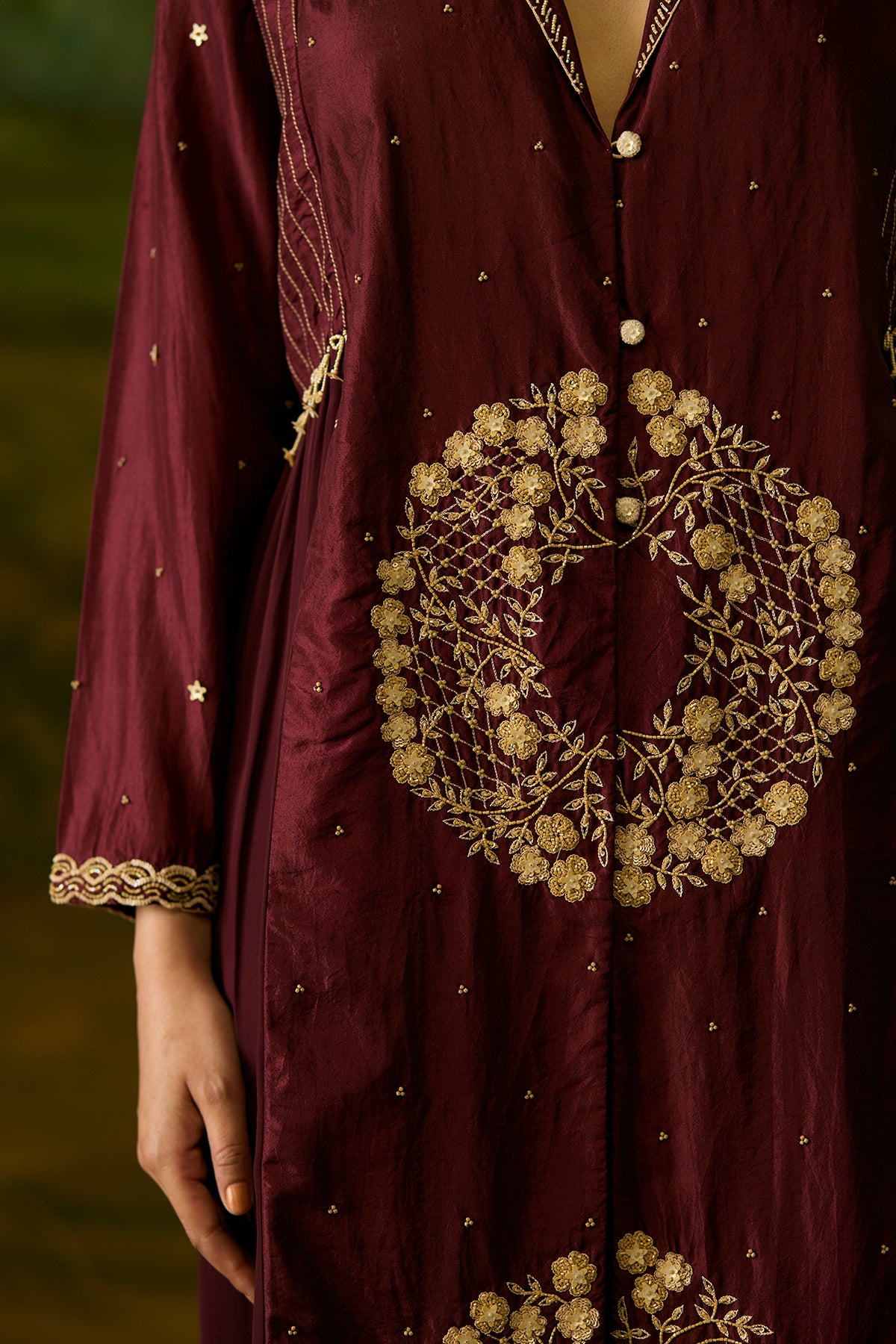 Crimson embroidered jacket