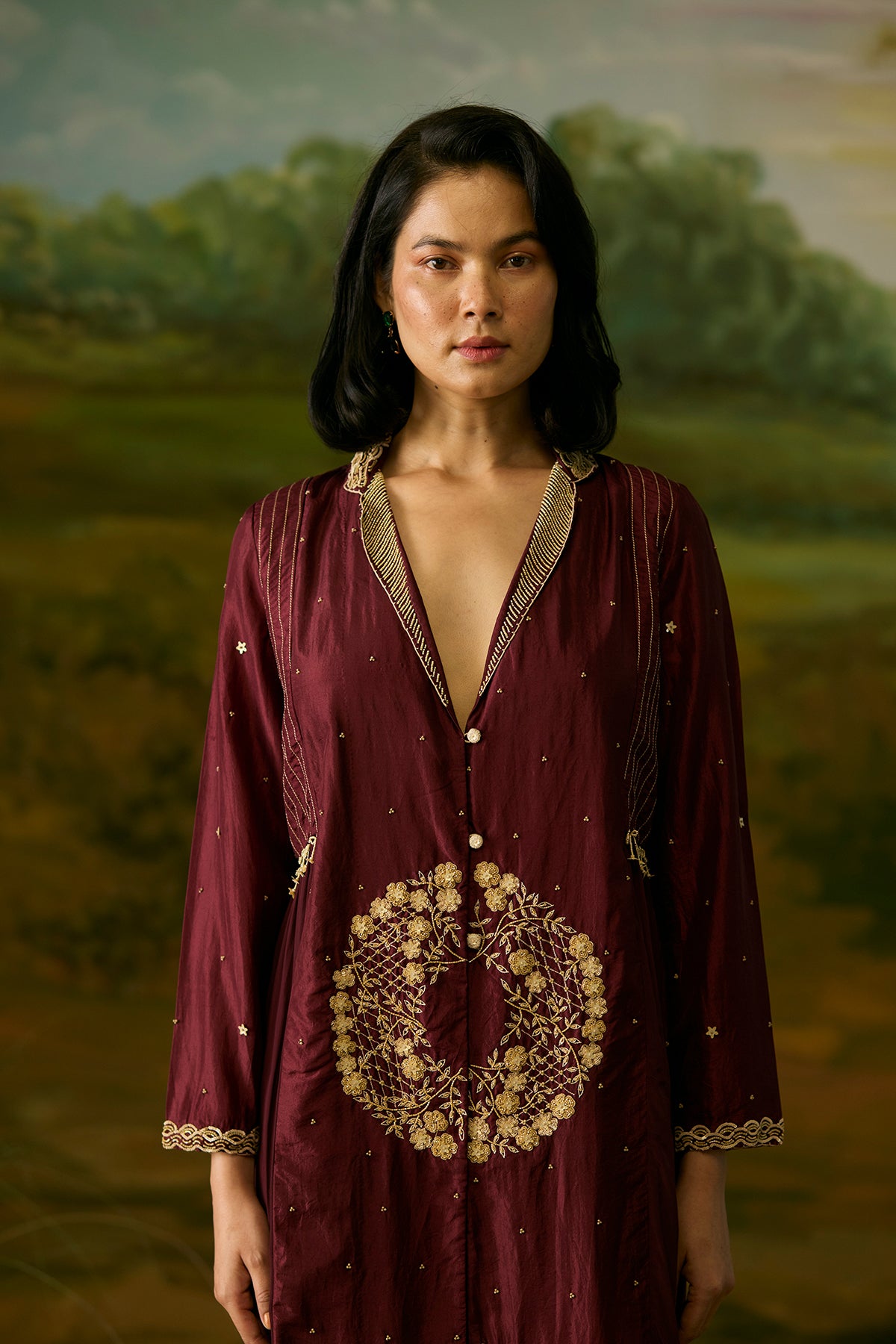 Crimson embroidered jacket