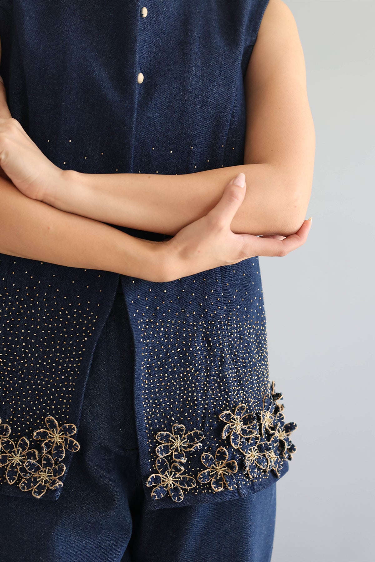 Midnight Blue Beaded Top