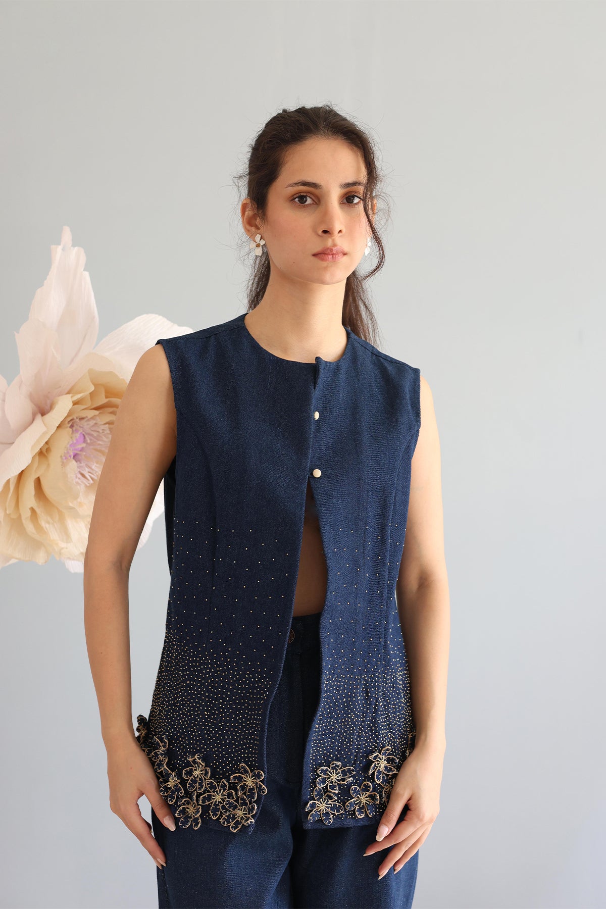Midnight Blue Beaded Top