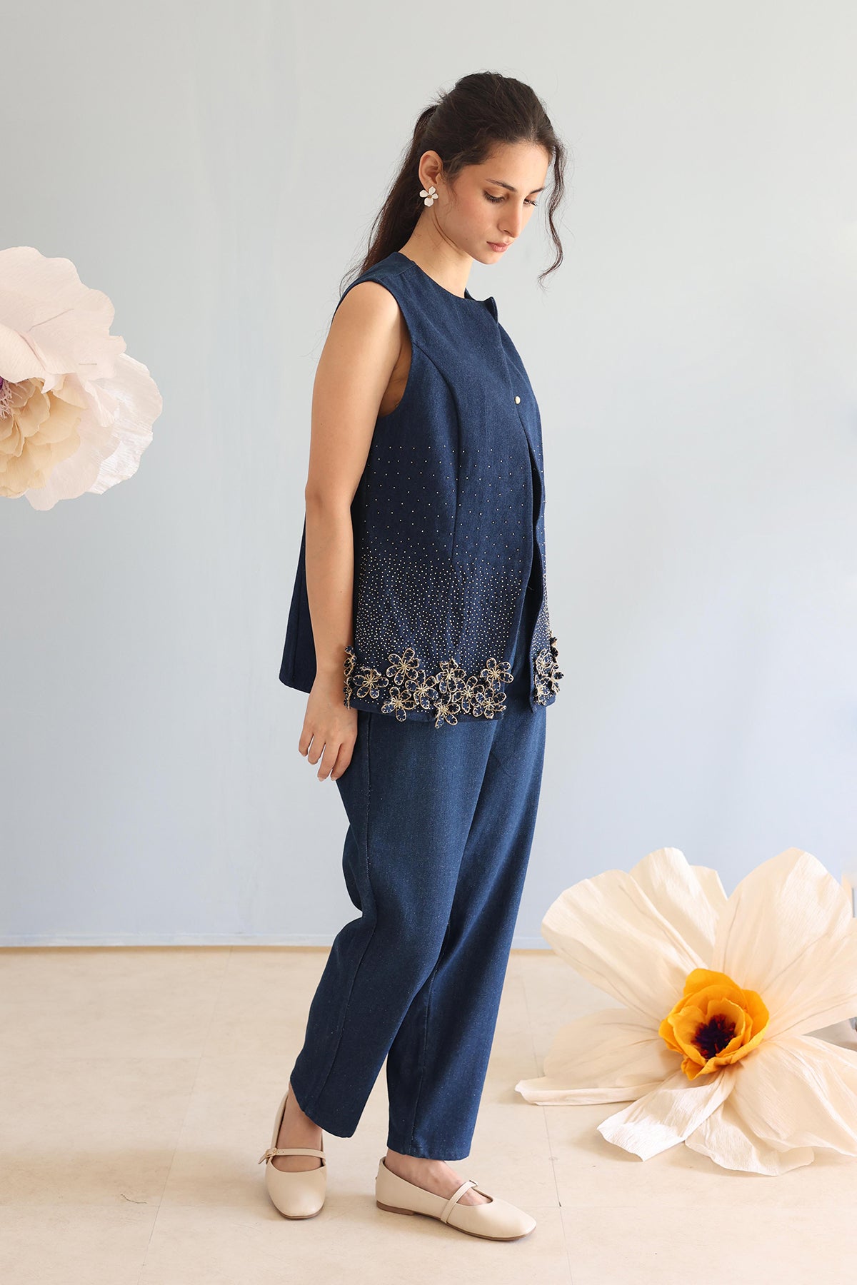 Midnight Blue Beaded Top
