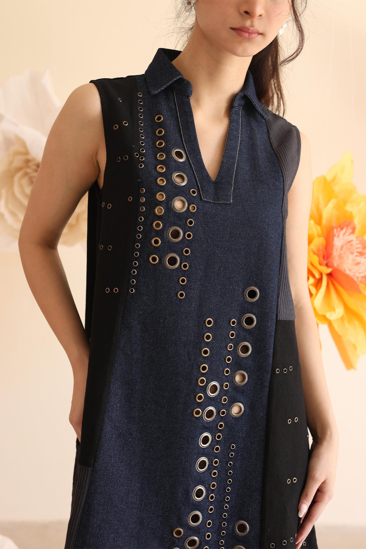 Midnight Blue Panelled Dress