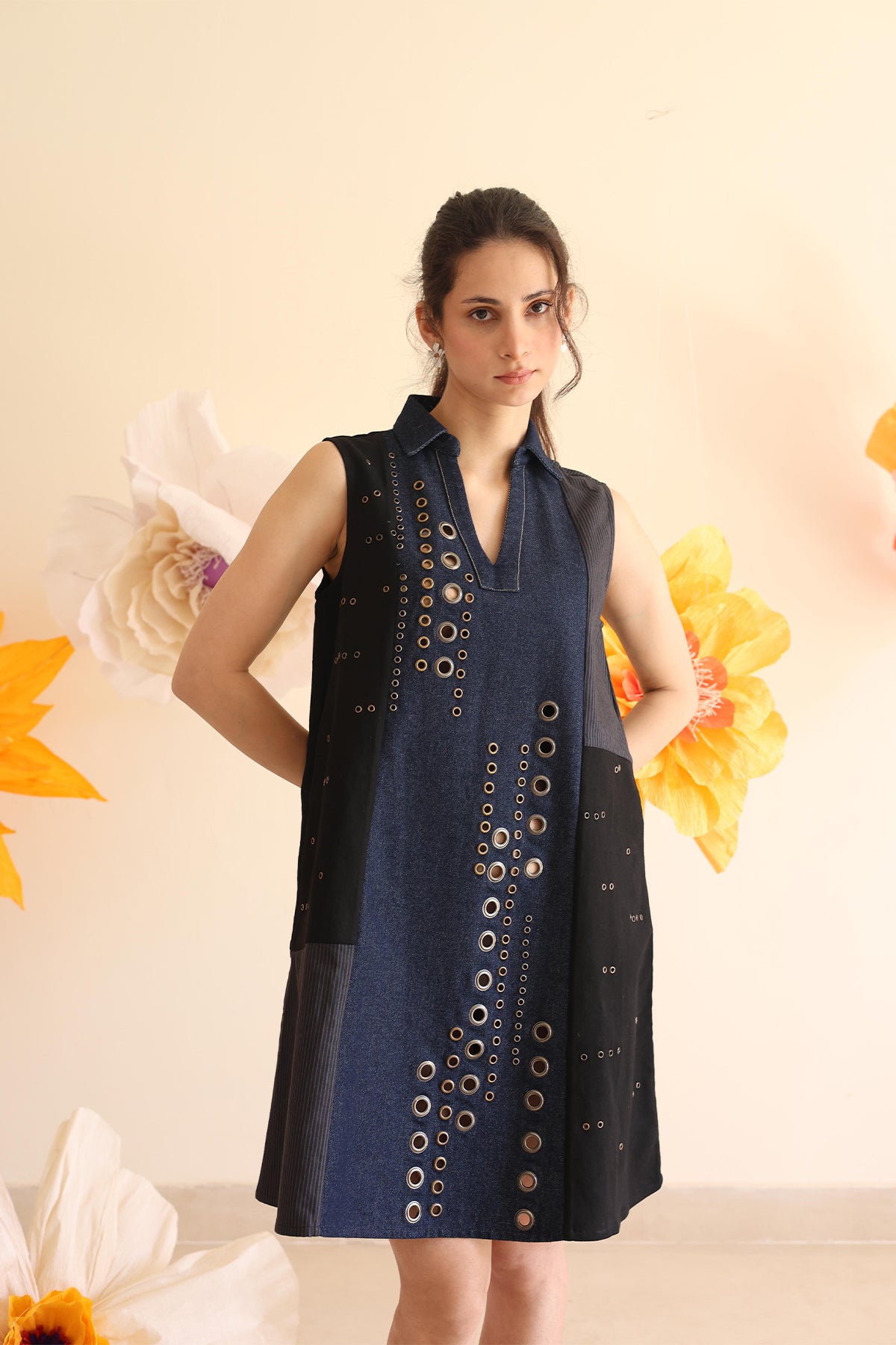 Midnight Blue Panelled Dress