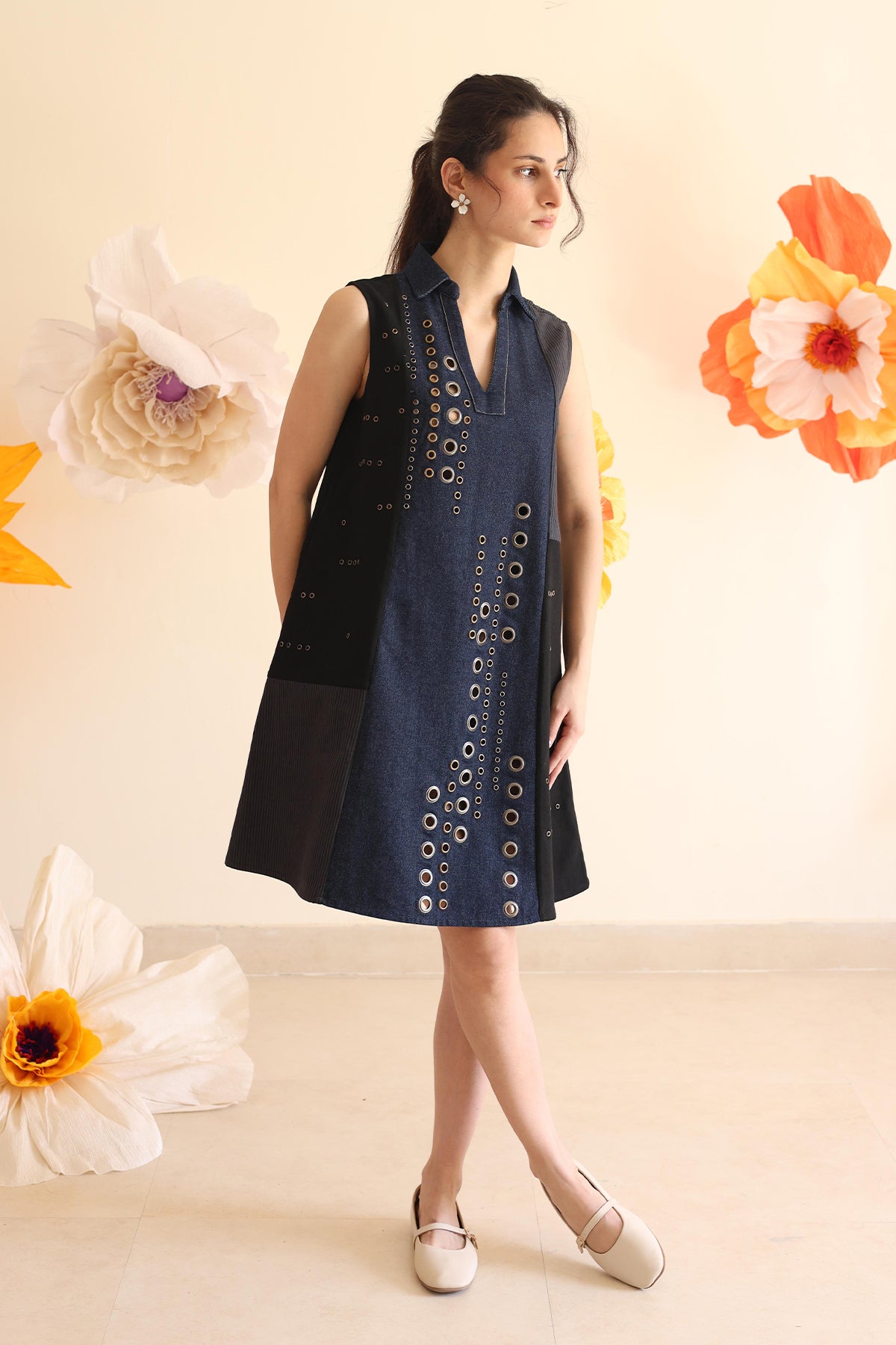 Midnight Blue Panelled Dress