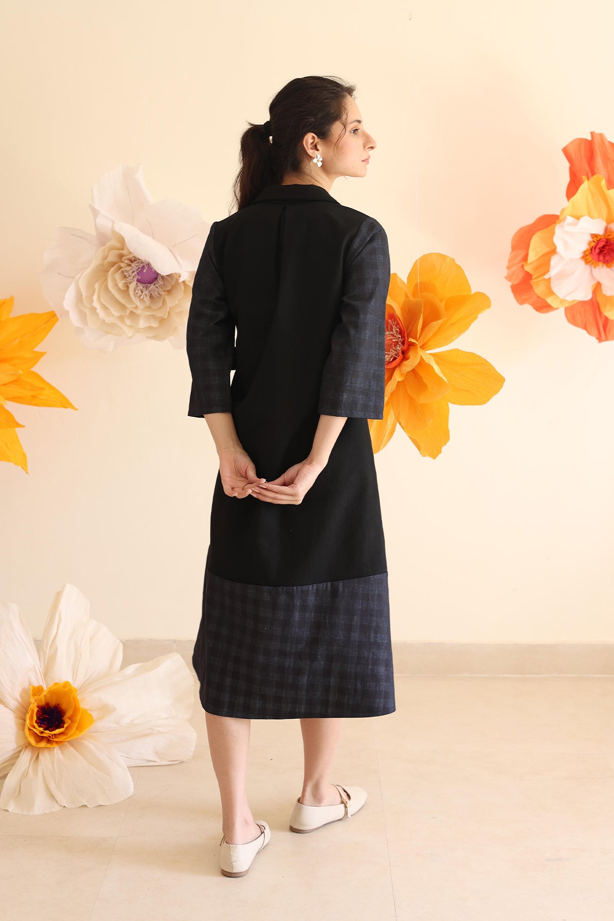 Coal Checkered Wrap Dress