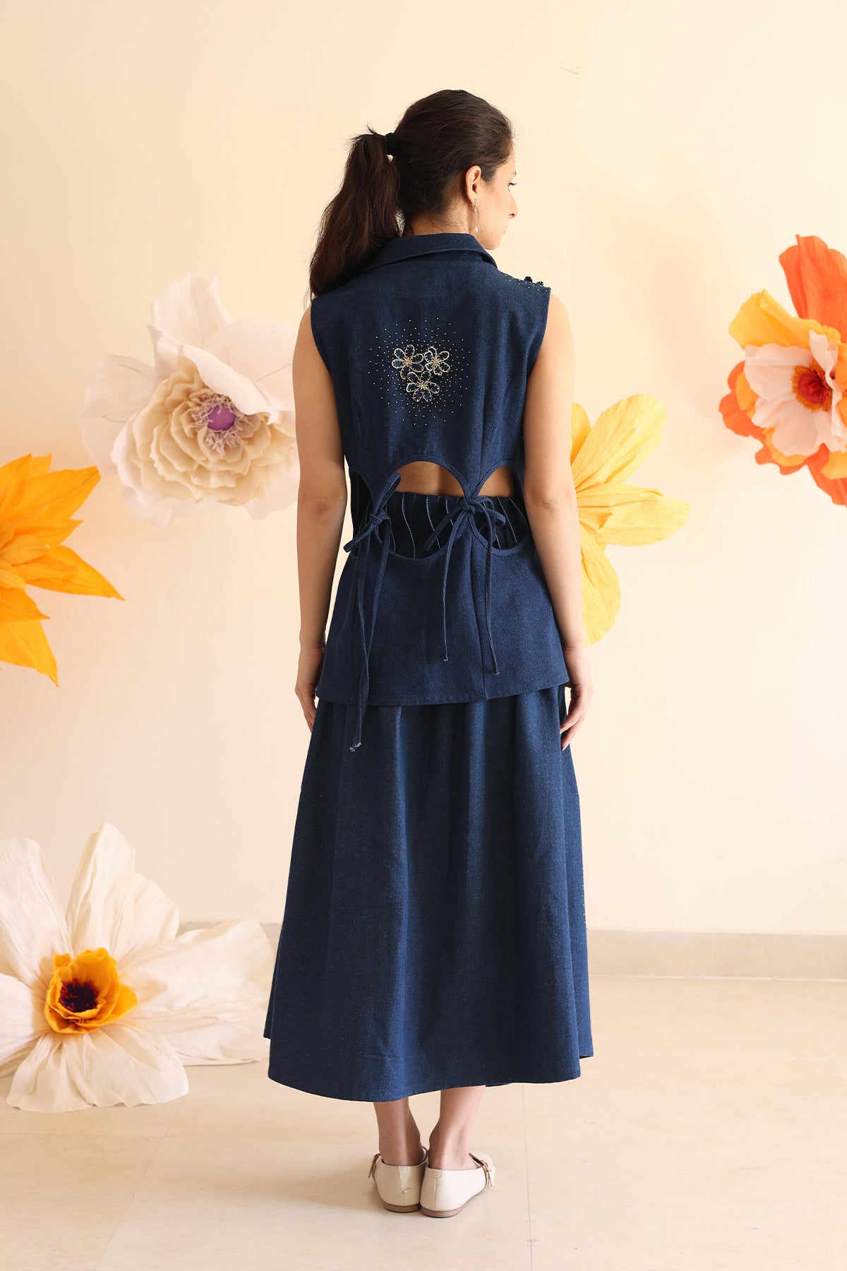Midnight Blue Pleated Skirt