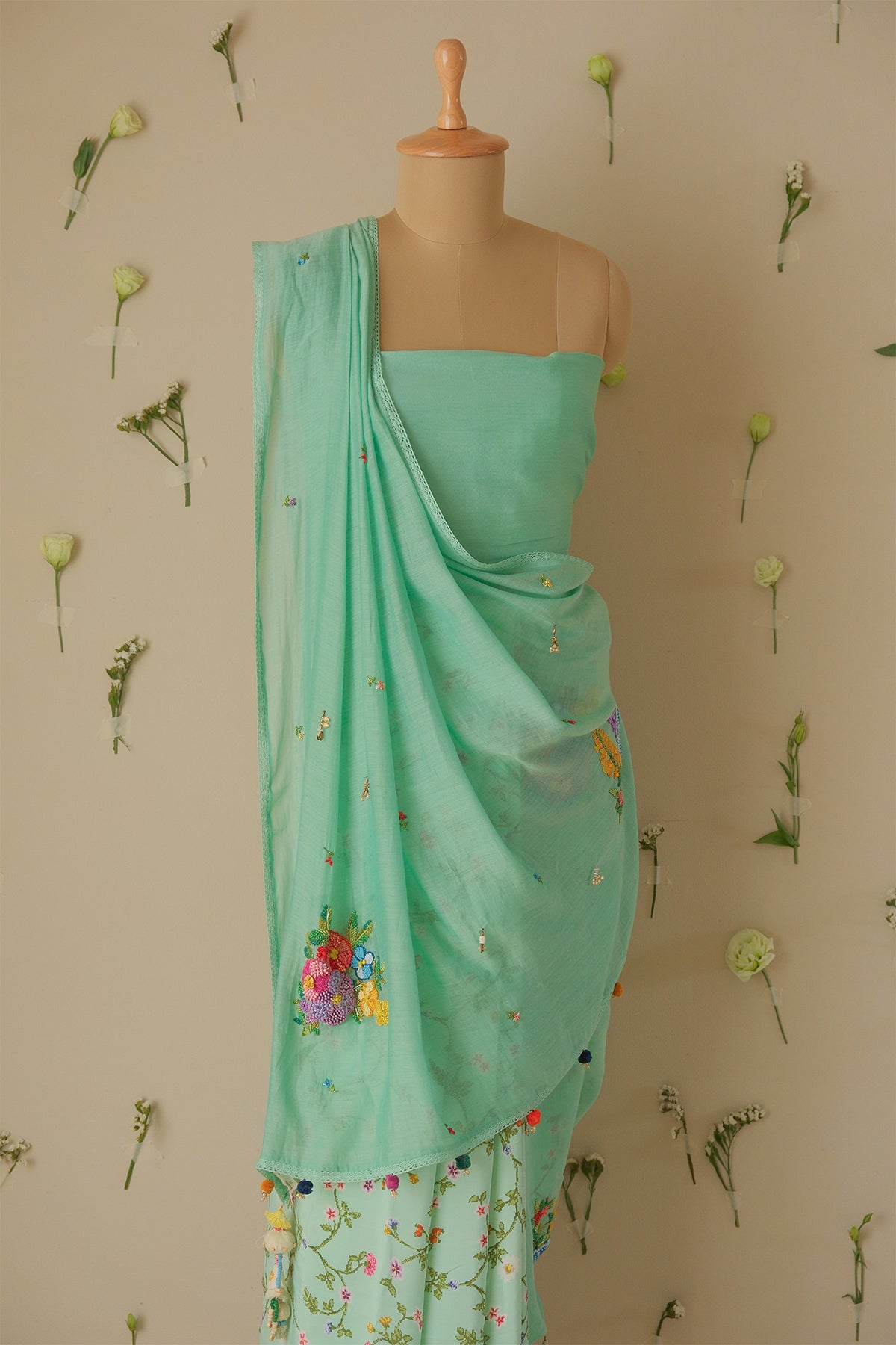 Seaglass Floral Saree