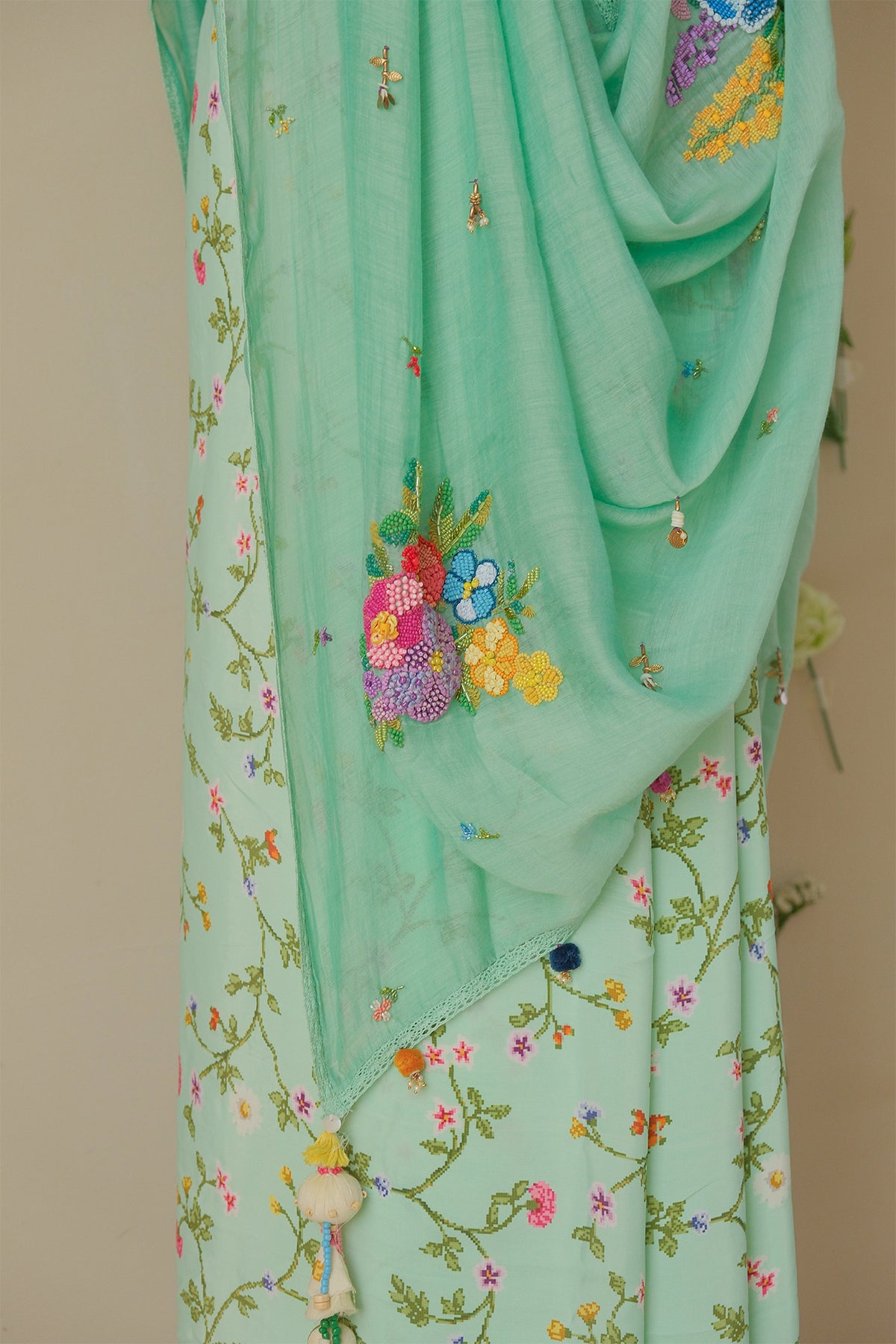 Seaglass Floral Saree
