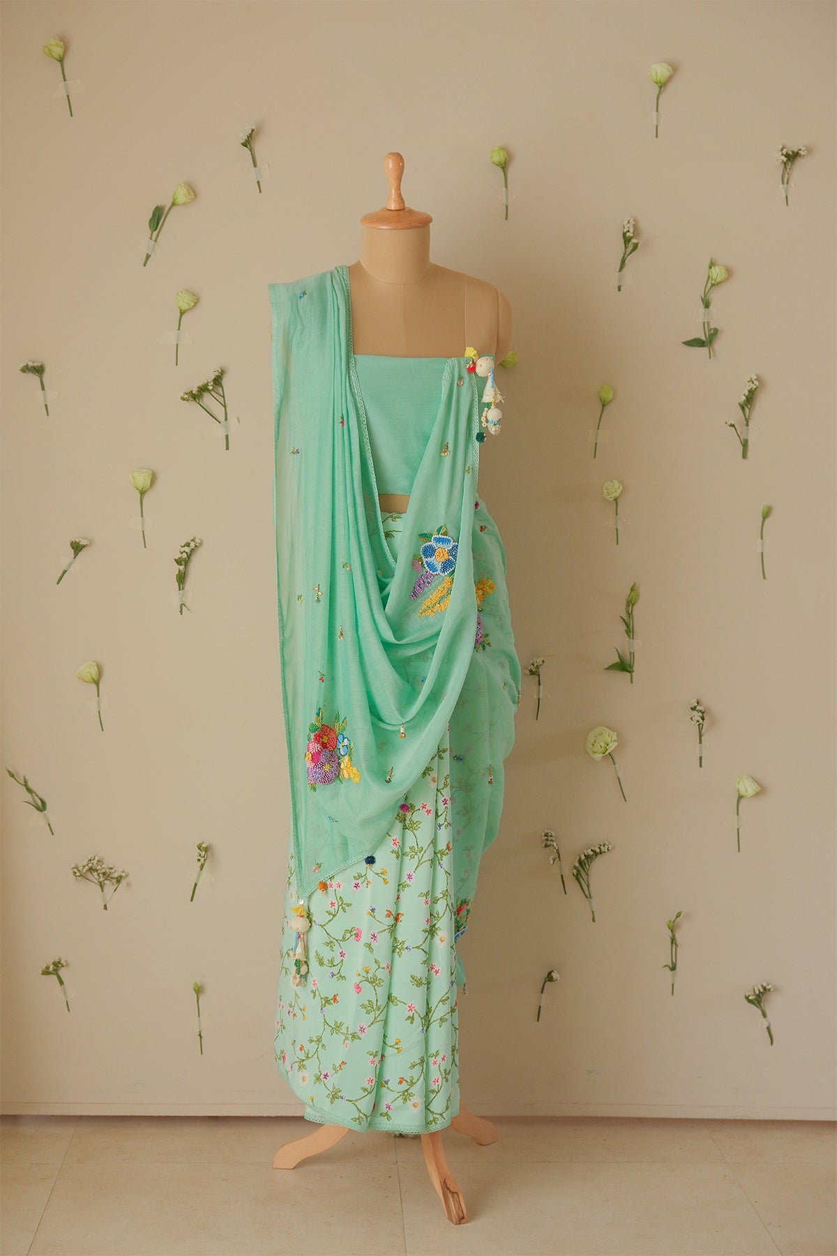 Seaglass Floral Saree
