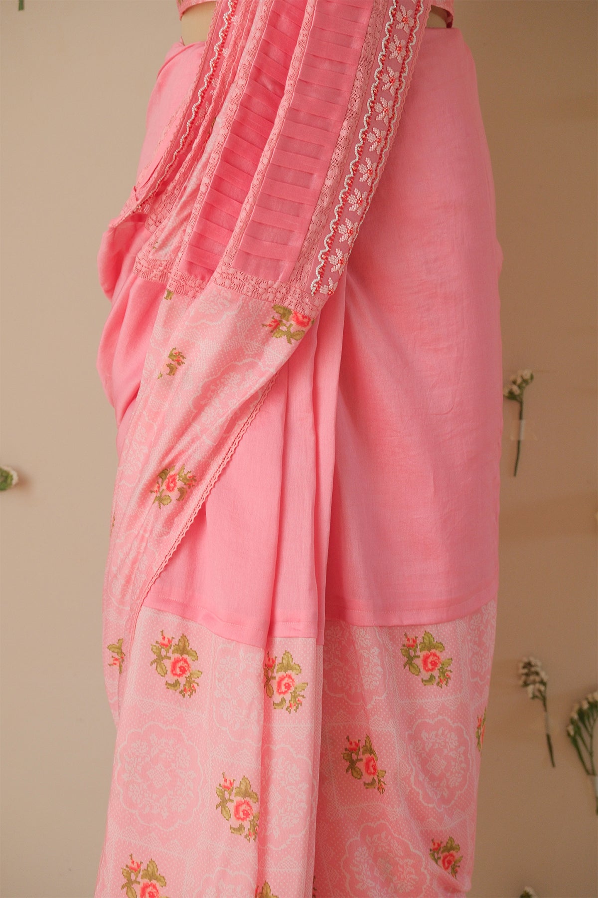 Rose Floral Beaded Saree