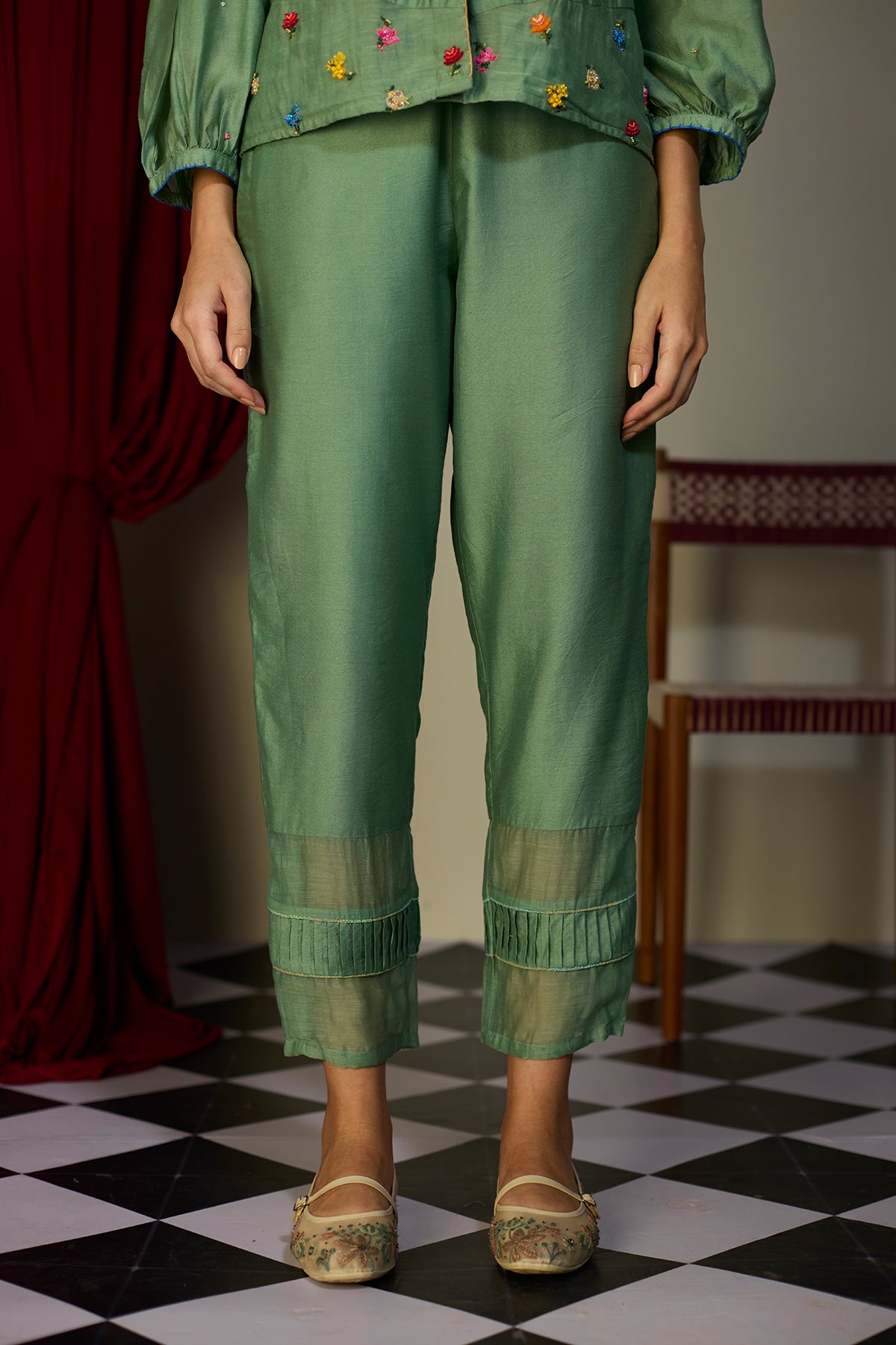 Verdant Green Cuffed Pants