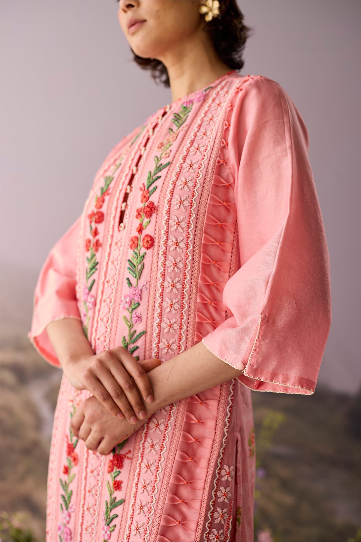 Rose Floral Panelled Kurta
