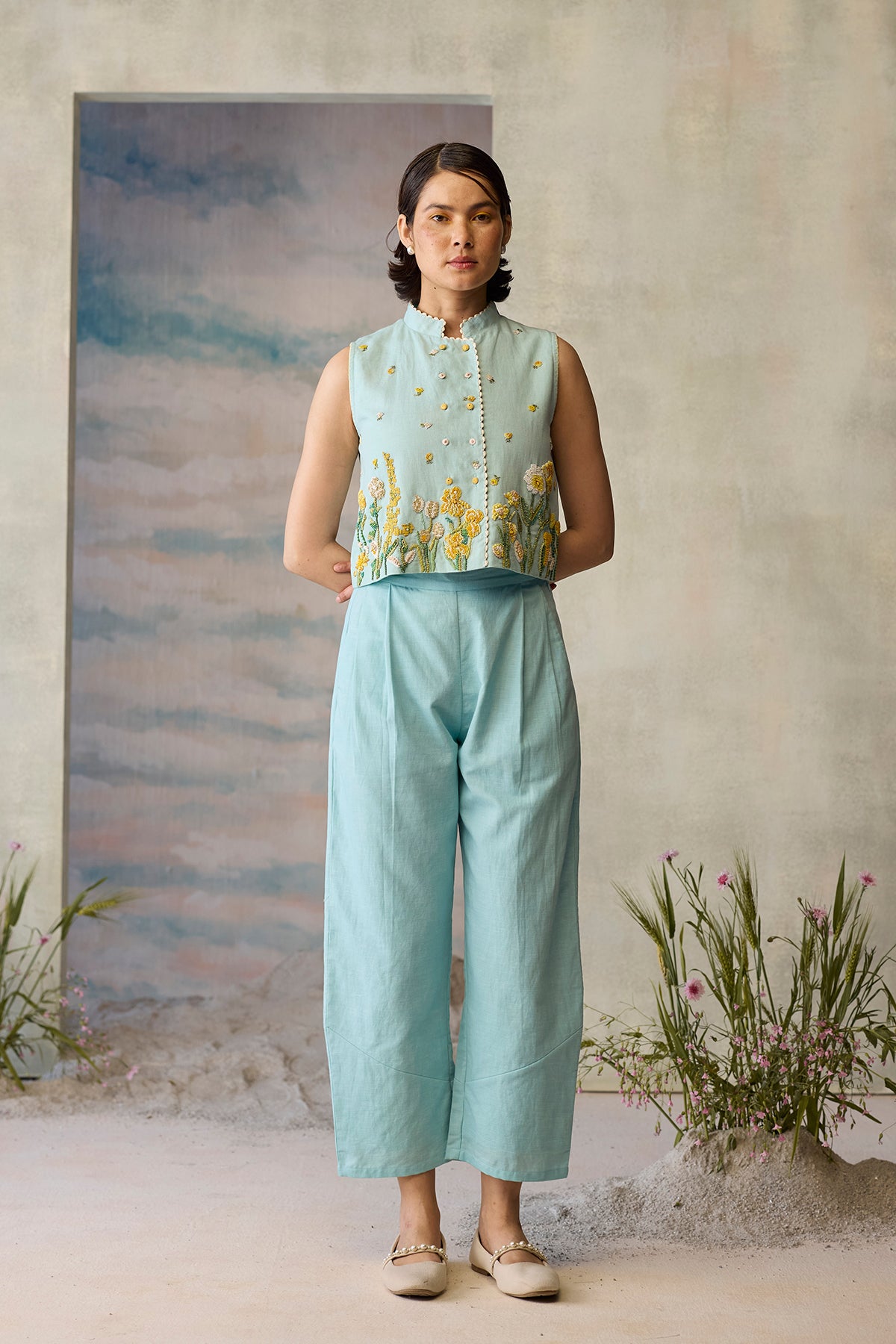 Azure Beaded Waistcoat