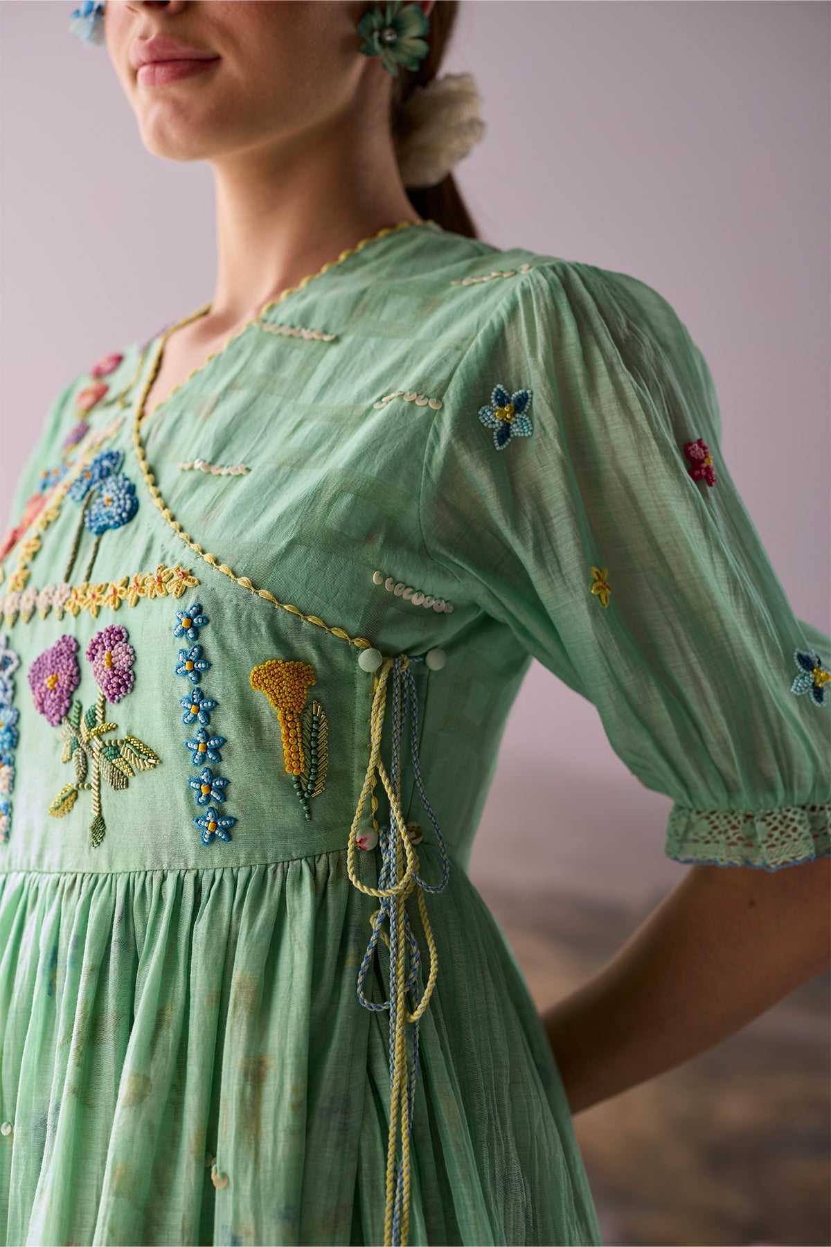 Seaglass Beaded Wrap Dress