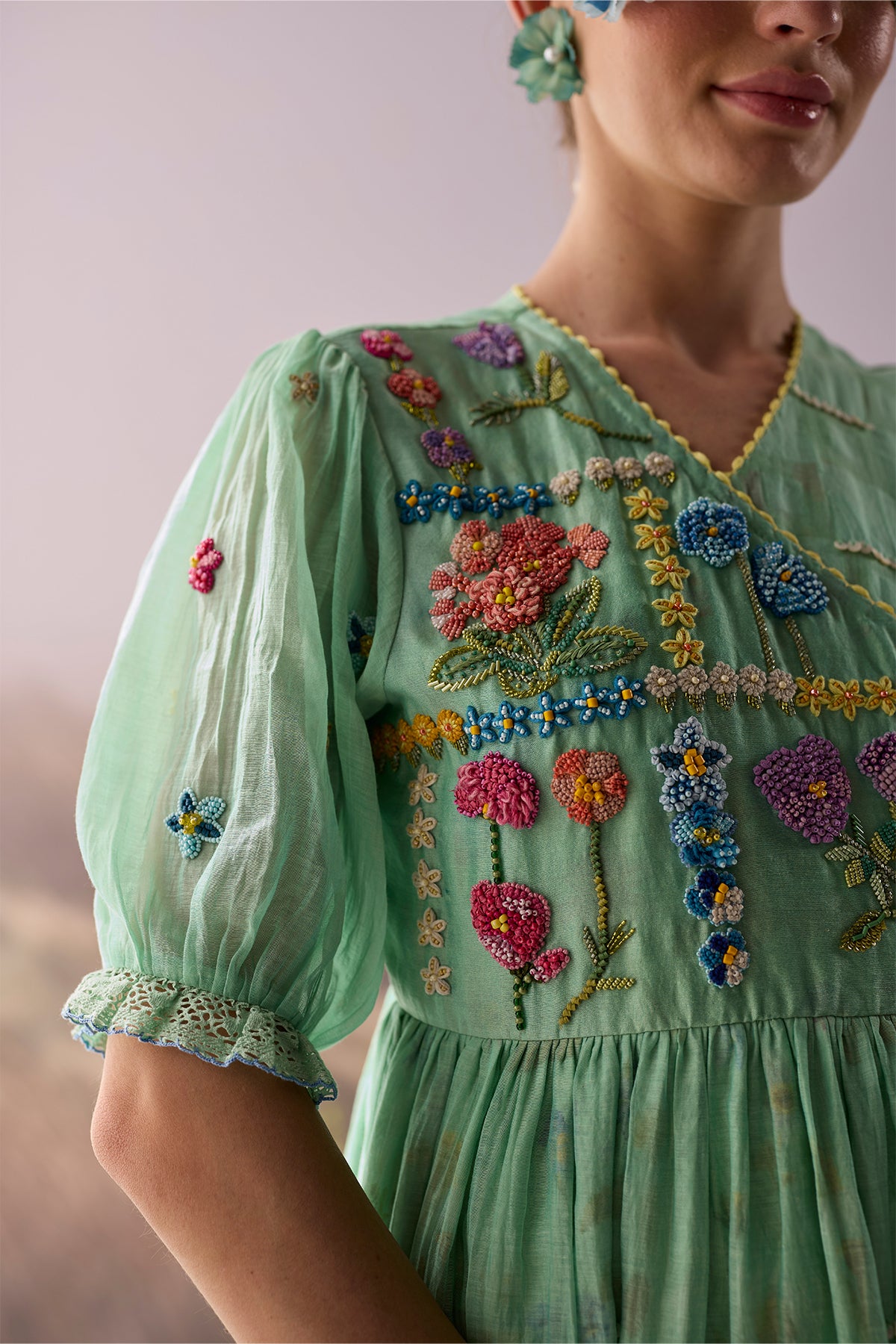 Seaglass Beaded Wrap Dress