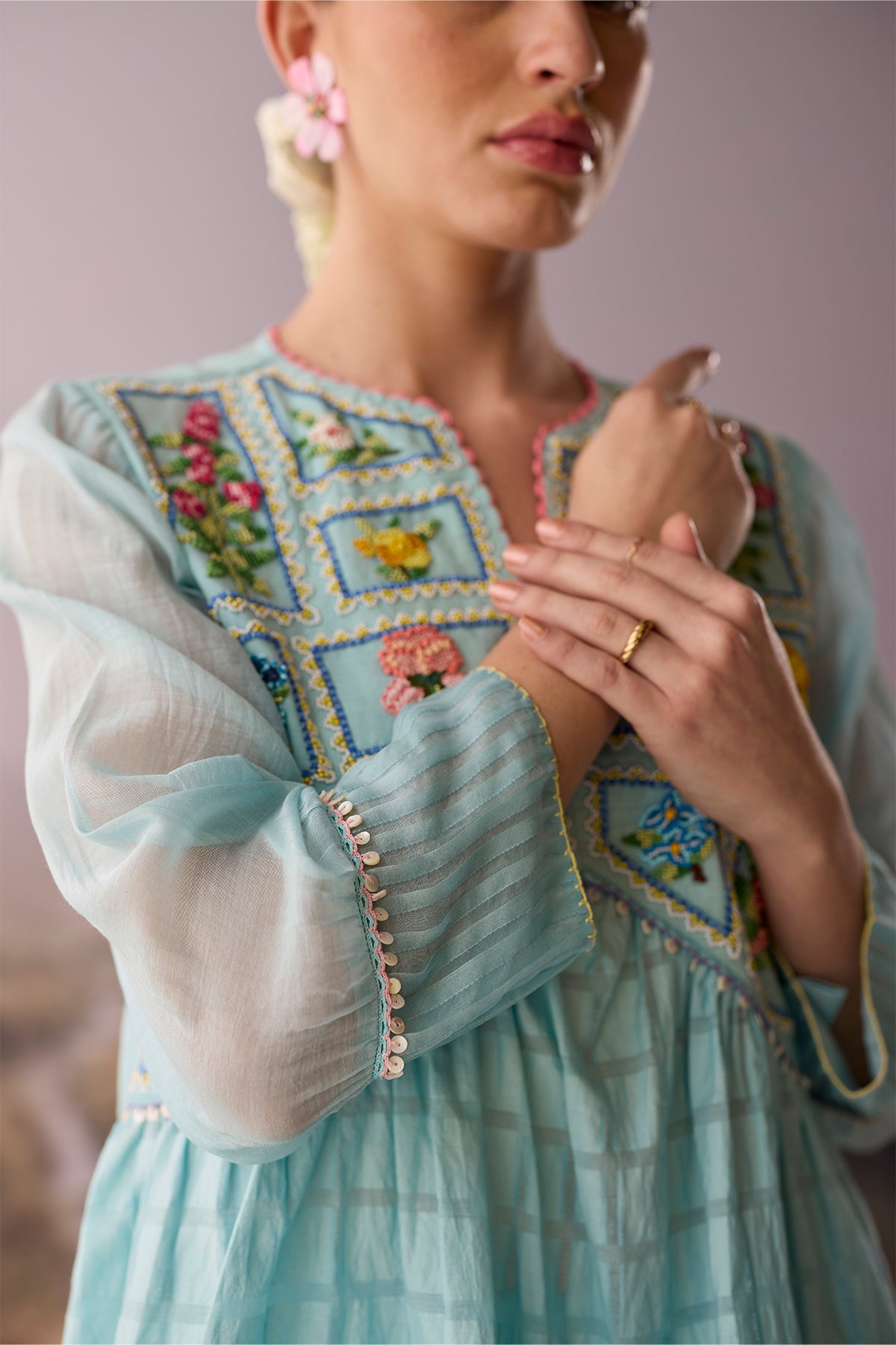 Azure Beaded Top