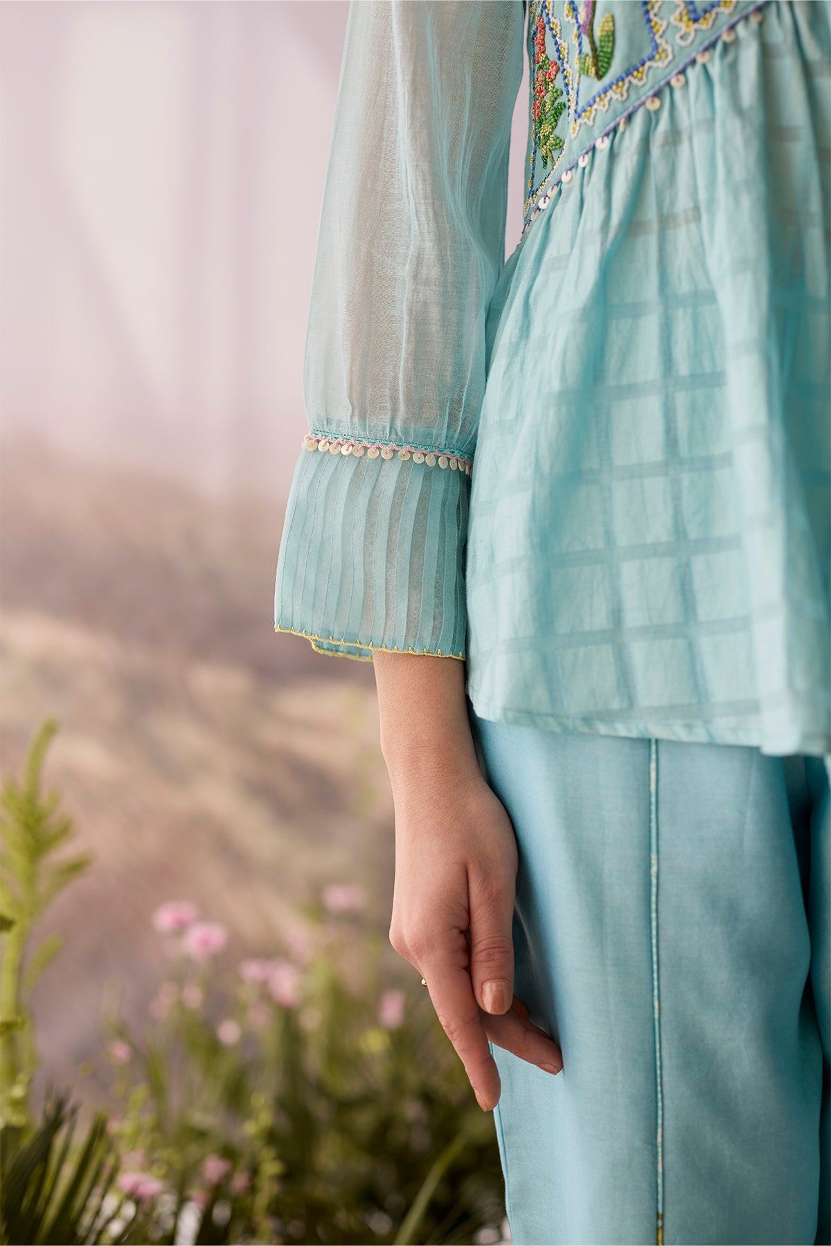 Azure Beaded Top