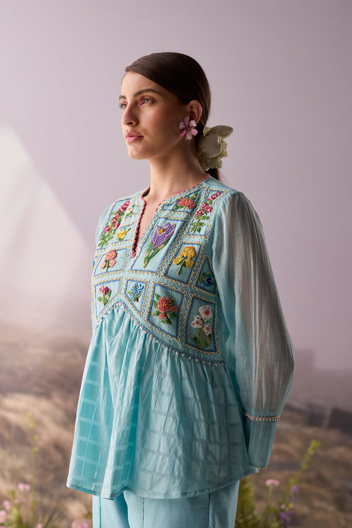 Azure Beaded Top