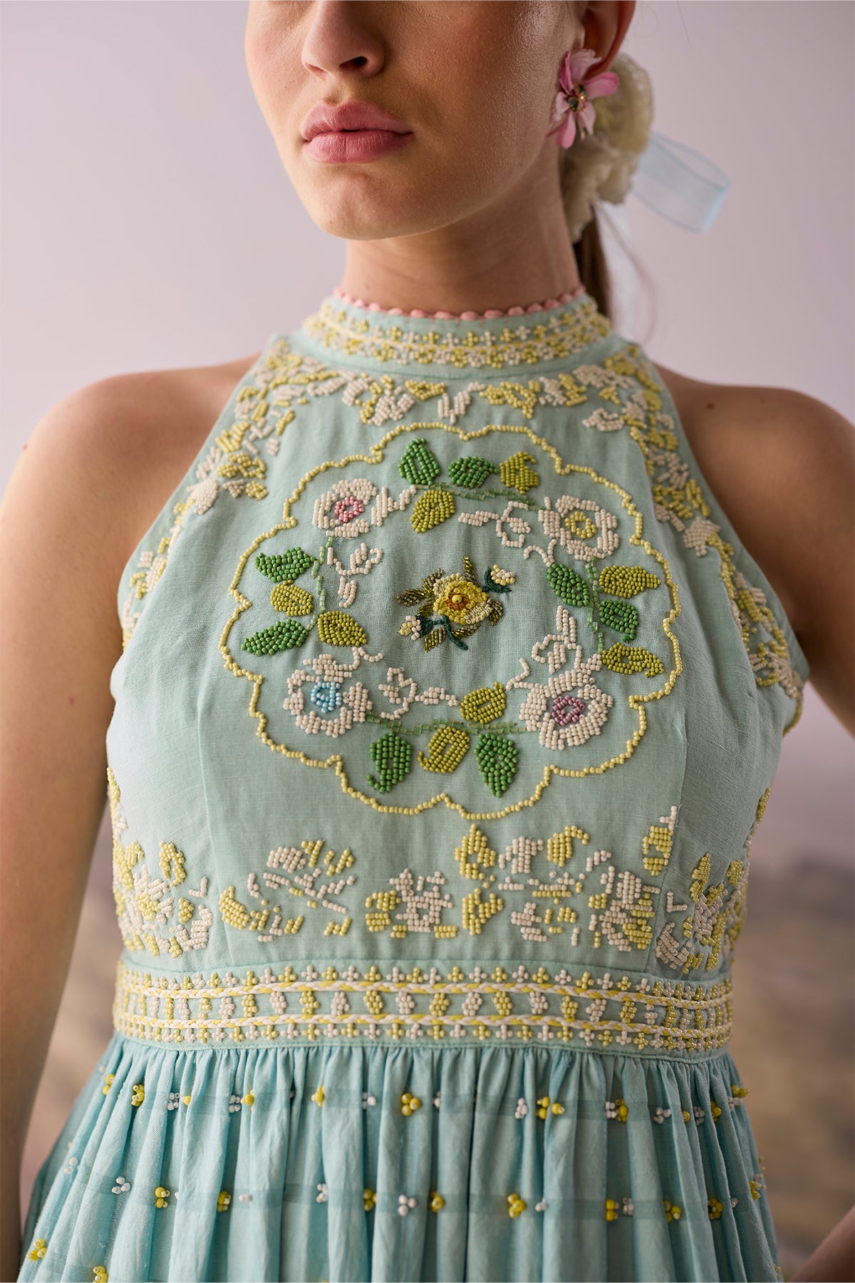 Azure Halter Neck Dress