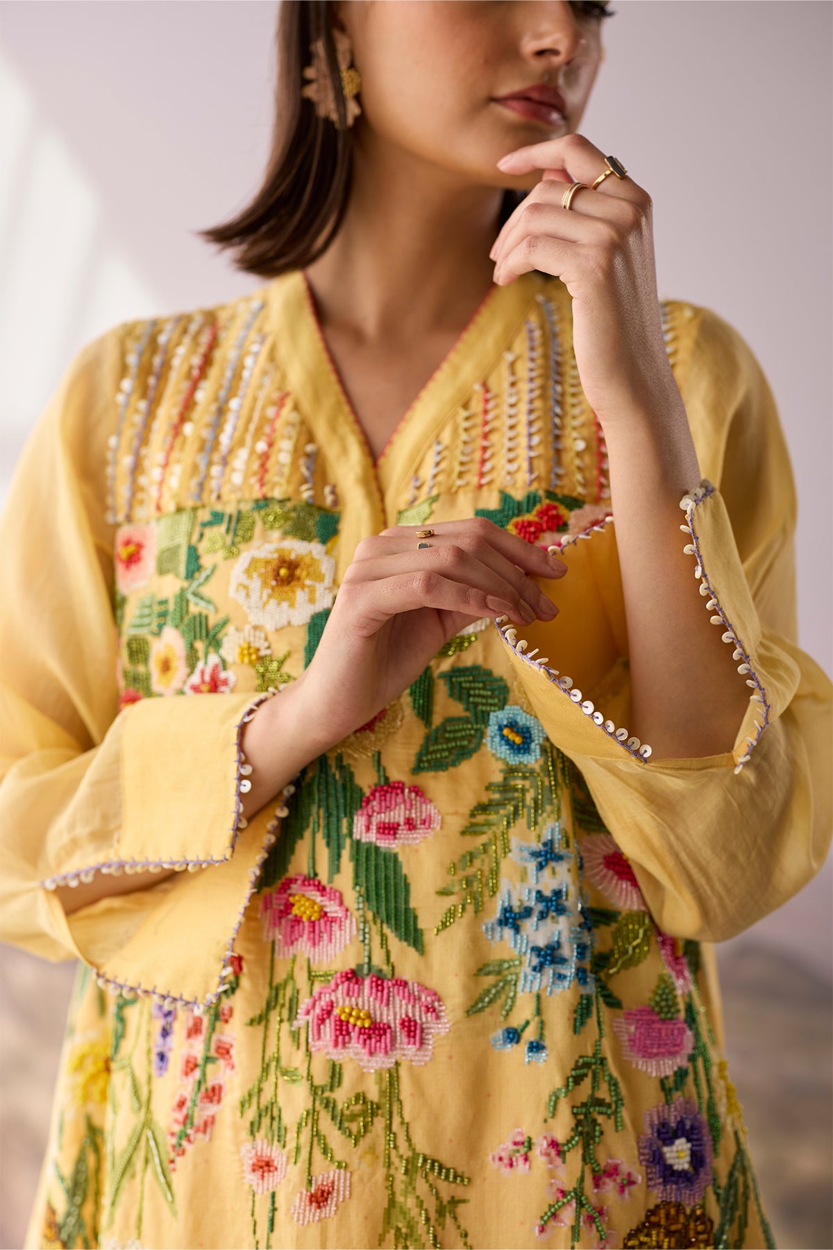 Sunpetal Floral Beaded Kurta
