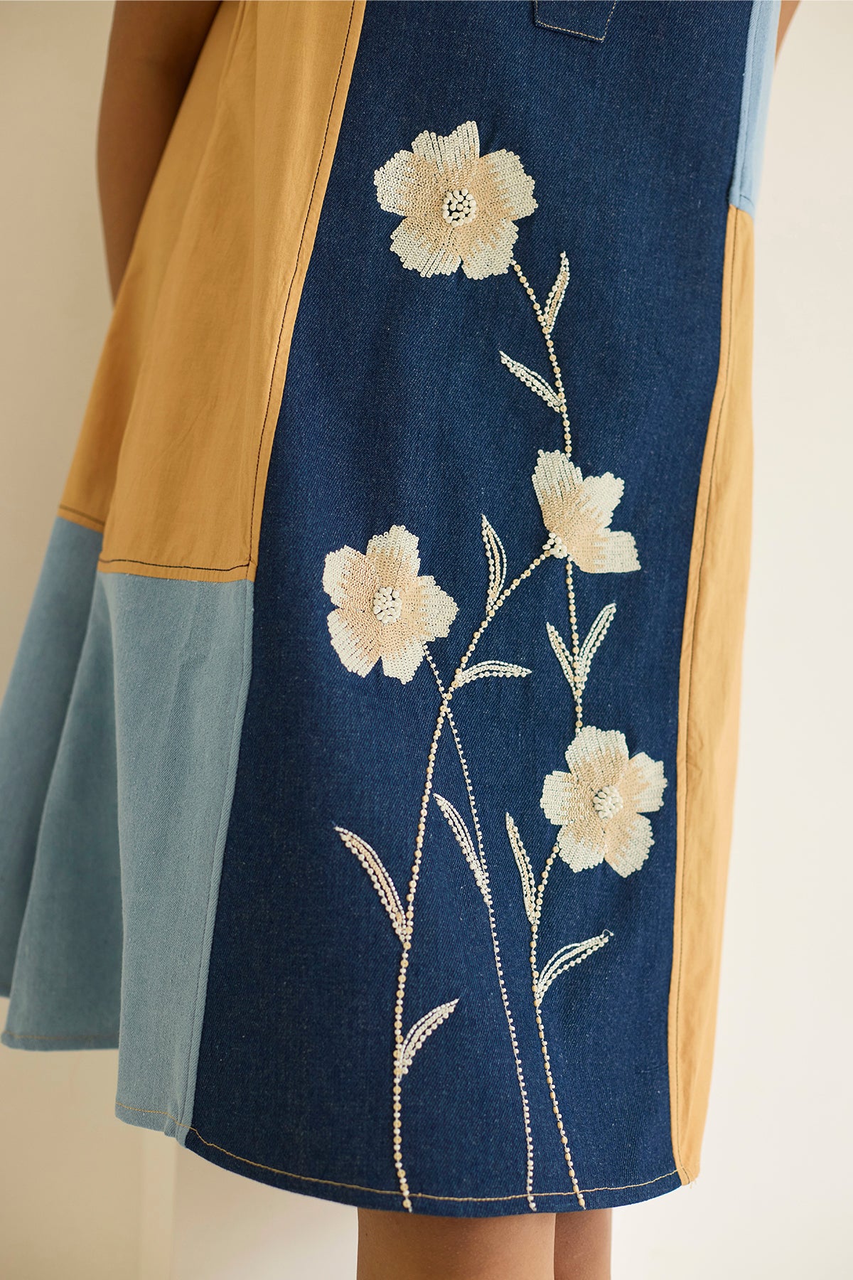 Navy Blue Panelled Dress