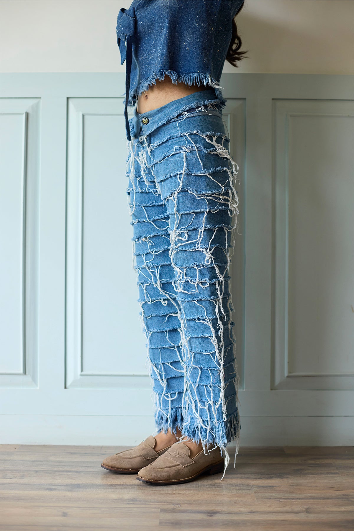 Denim Shredded Pants
