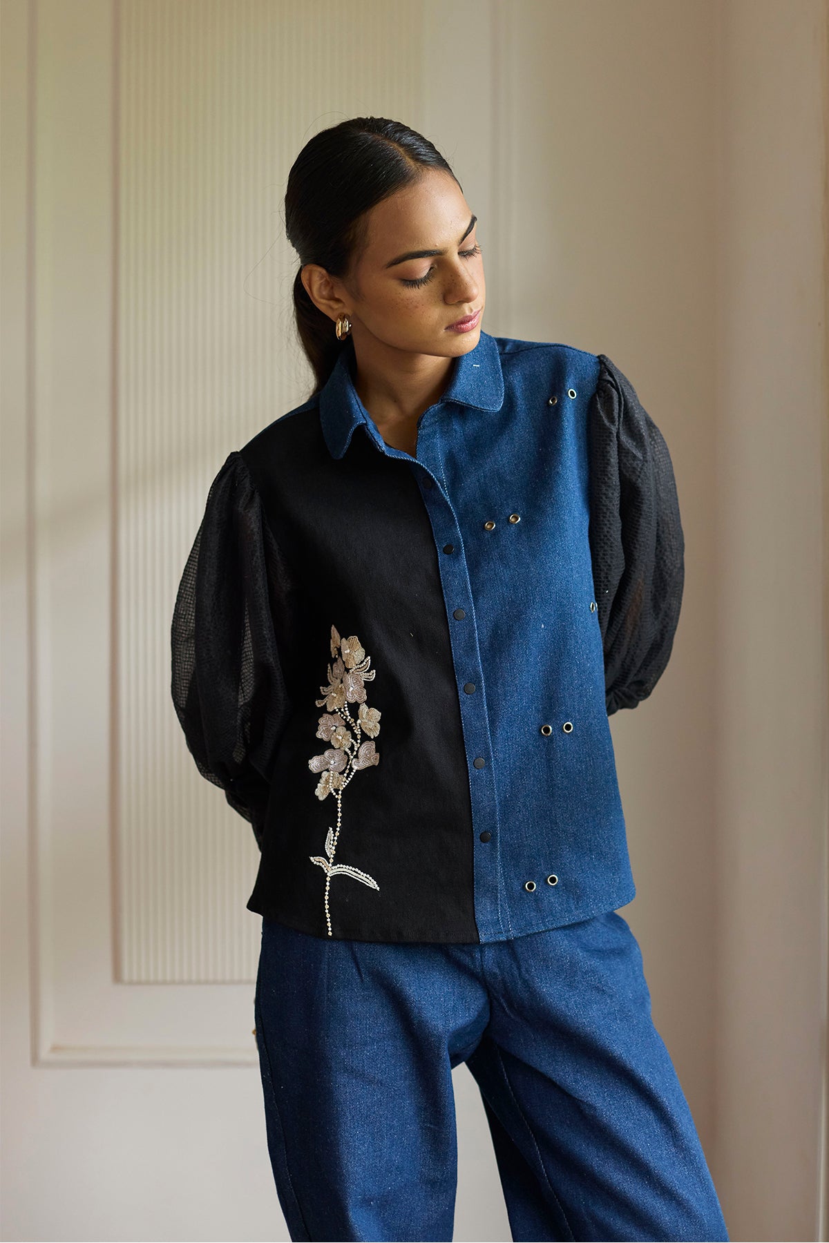 Denim Organza Shirt
