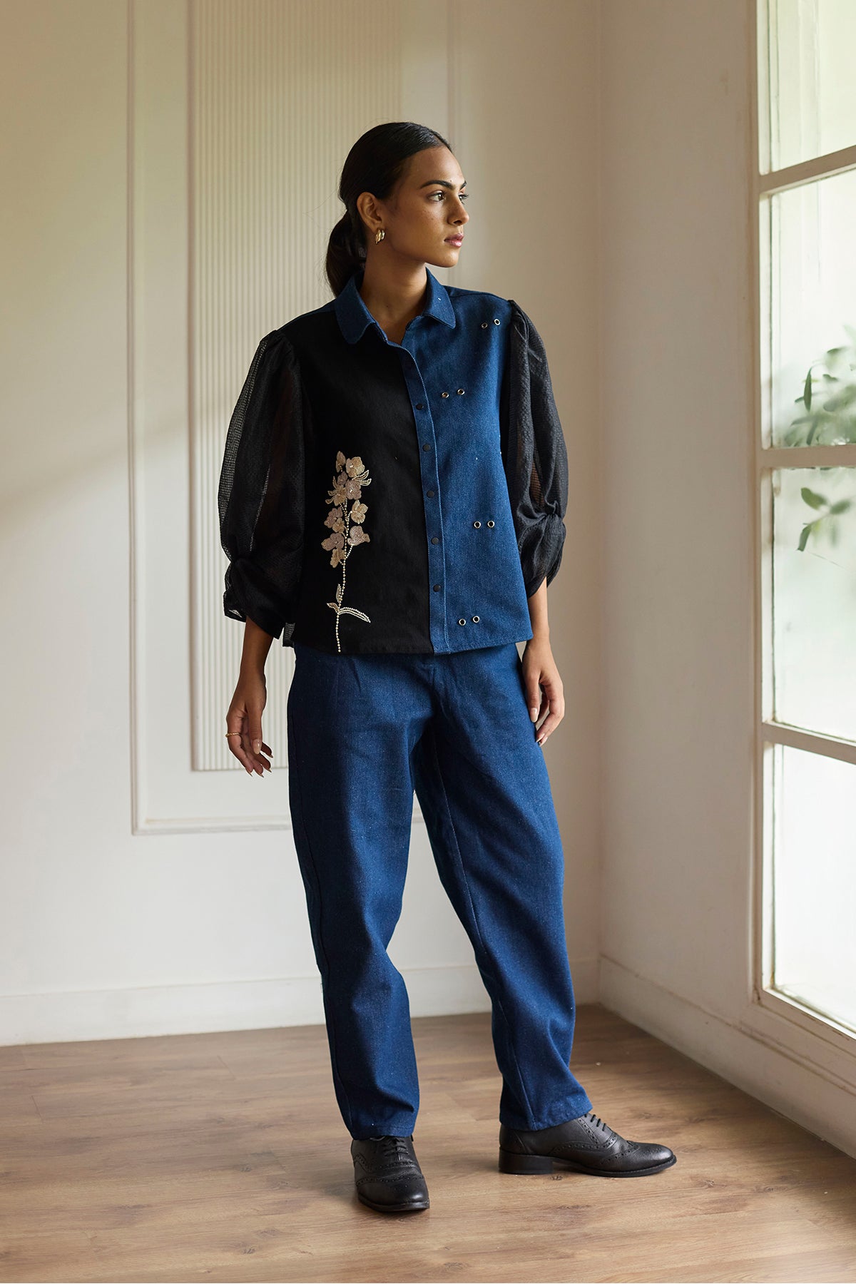 Denim Organza Shirt