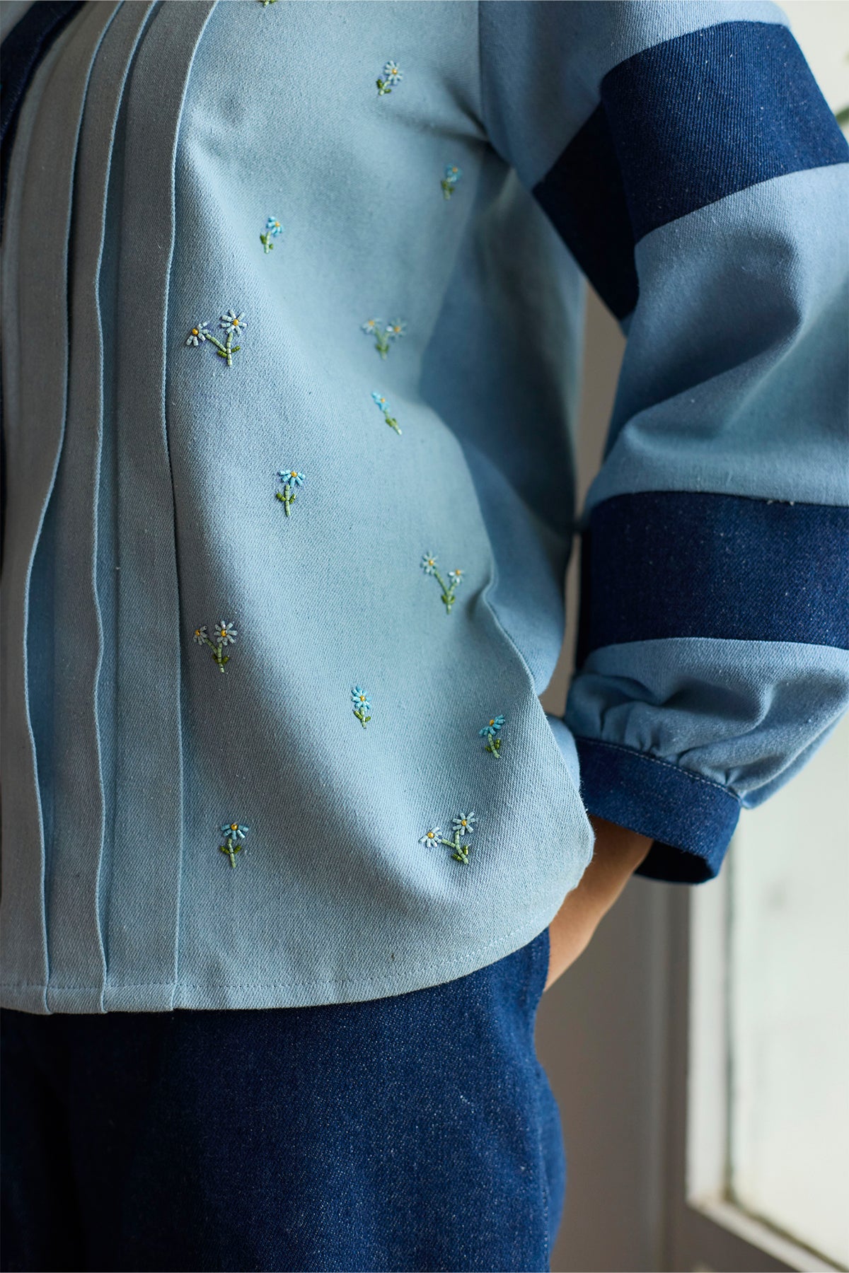 Soft Blue Pintuck Shirt