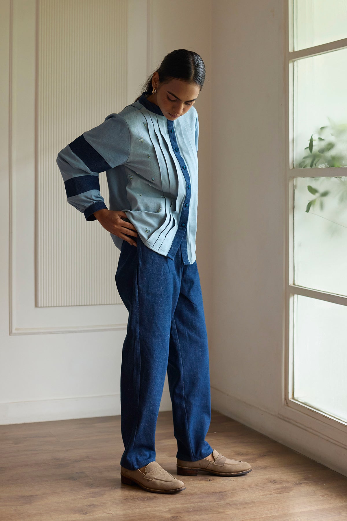Soft Blue Pintuck Shirt