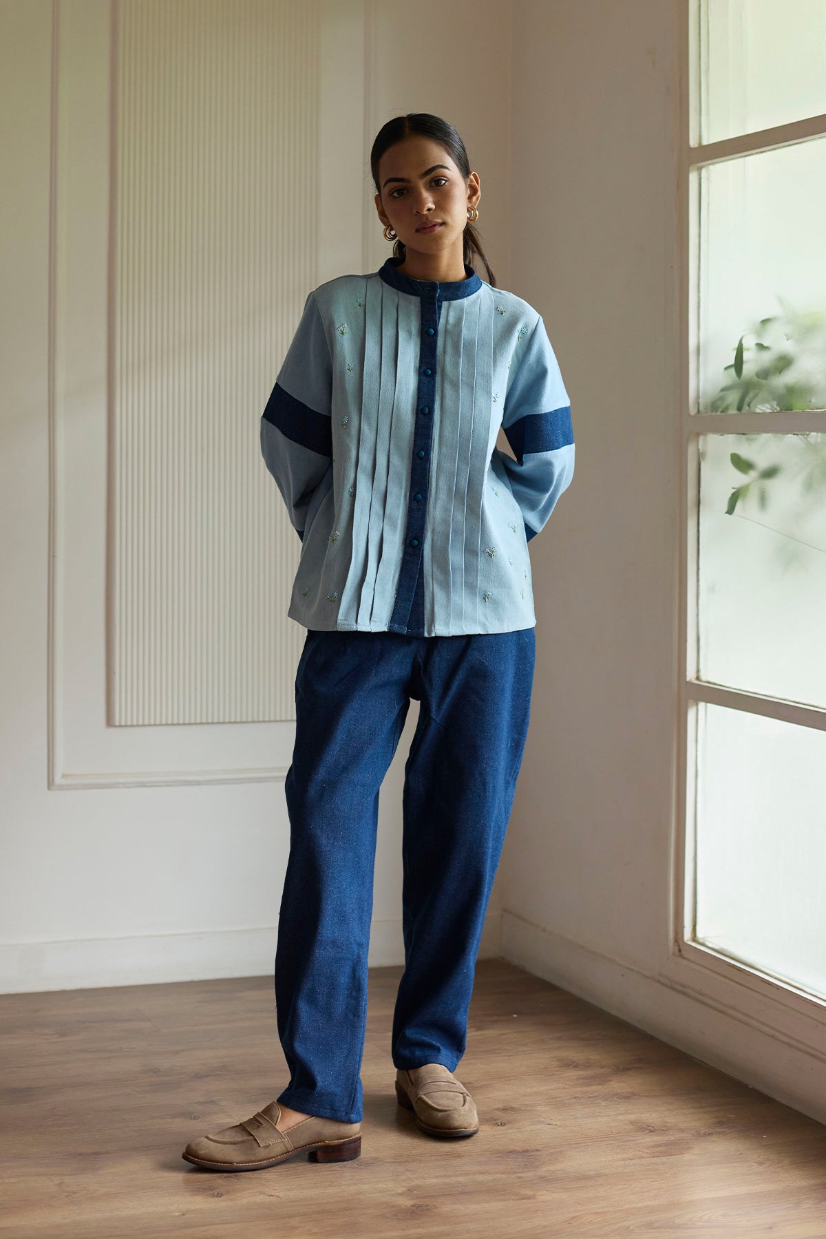 Soft Blue Pintuck Shirt