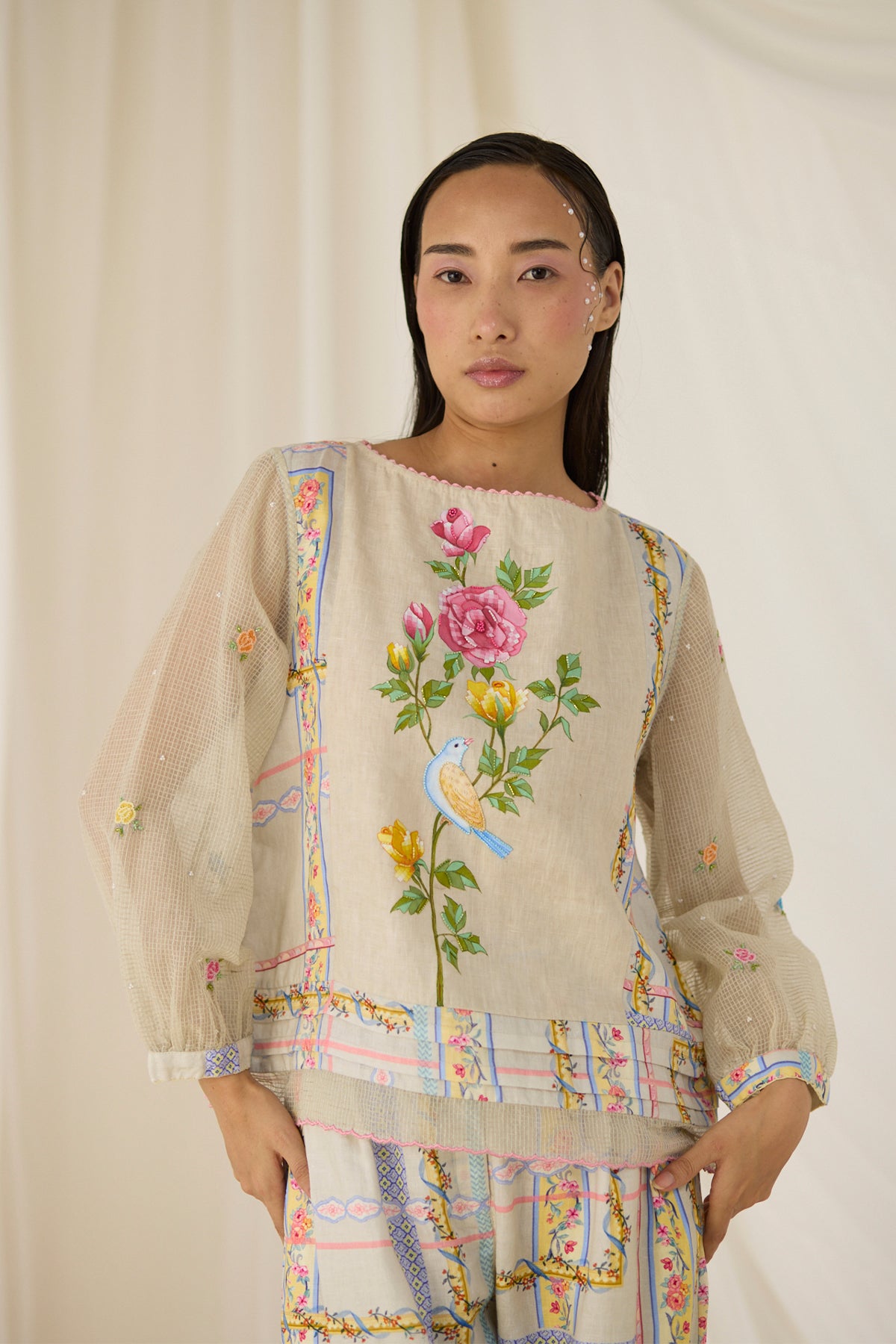 Cloud Embroidered Top