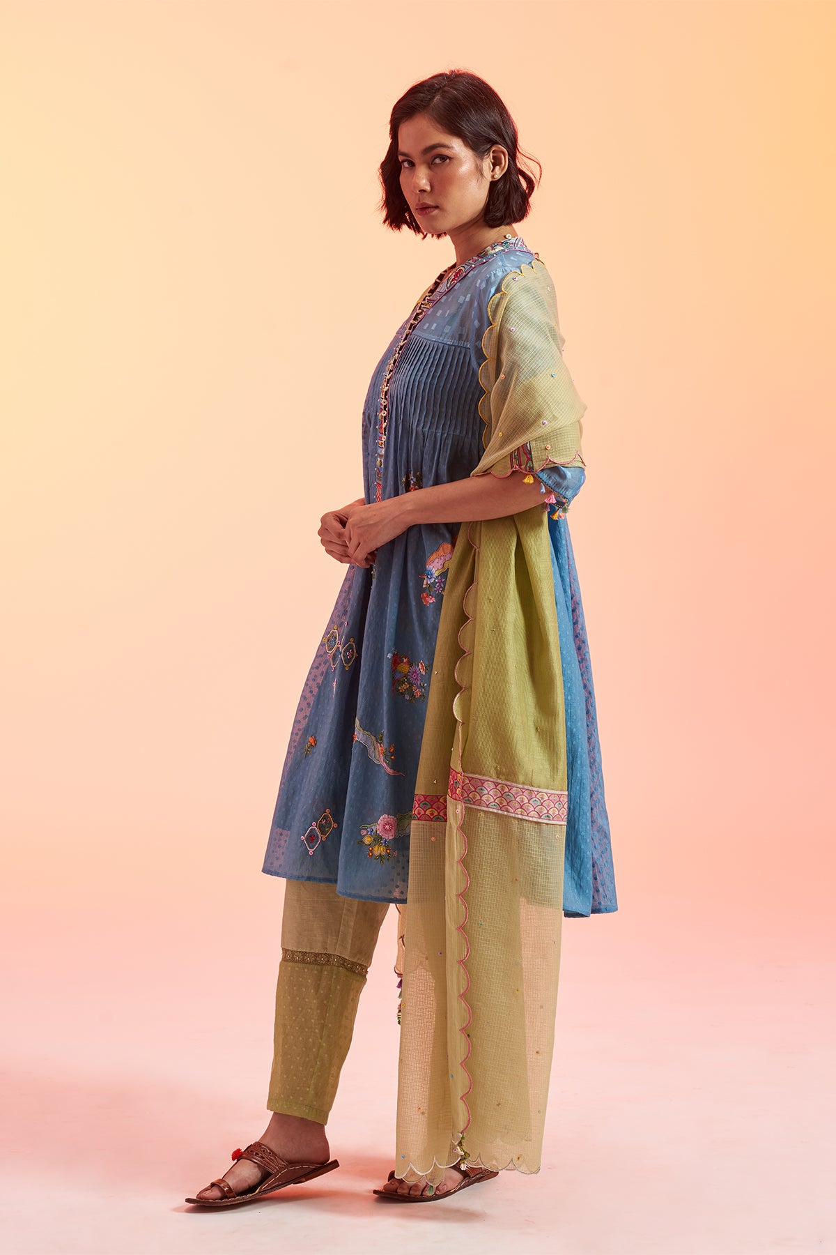 Patang Pintuck Kurta Set