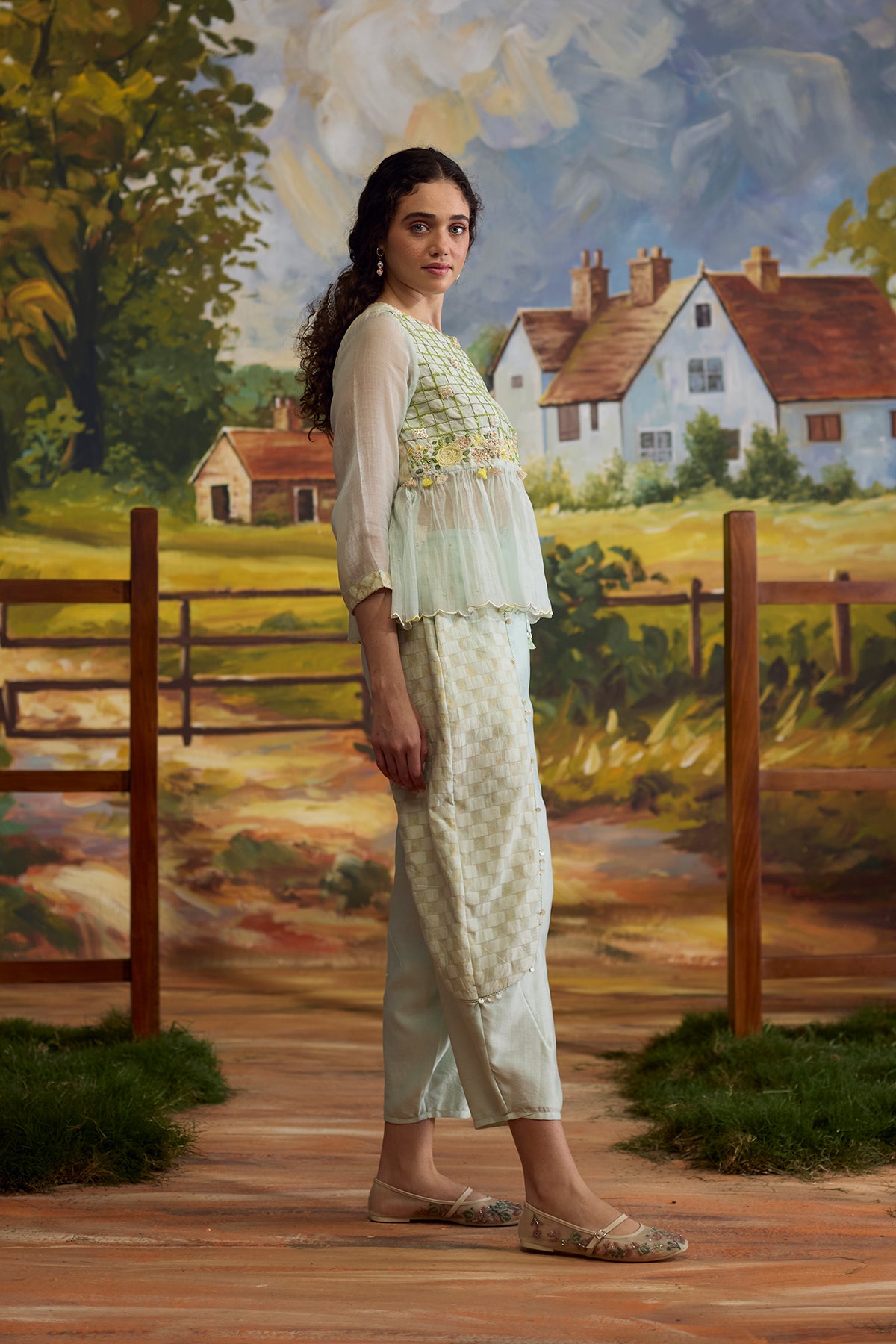 Meadow Chanderi Top