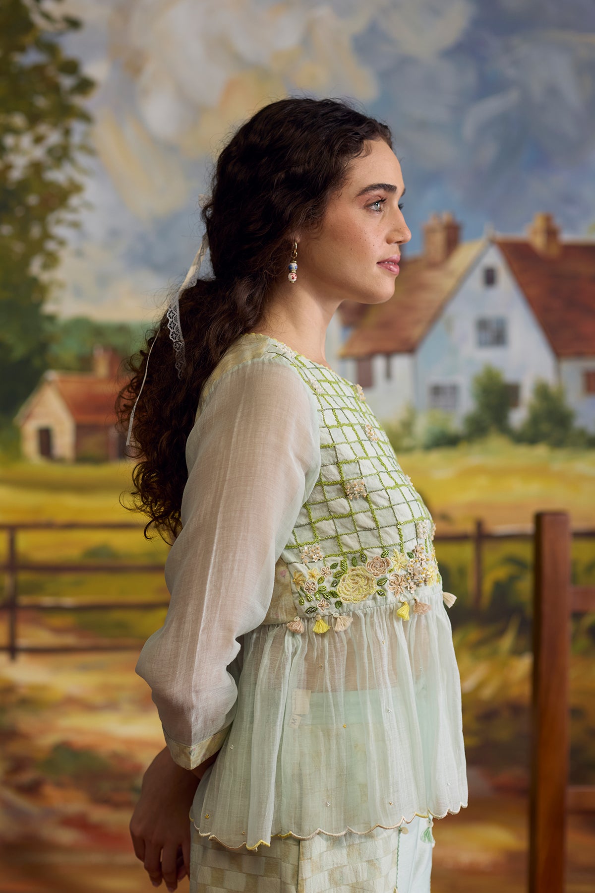 Meadow Chanderi Top