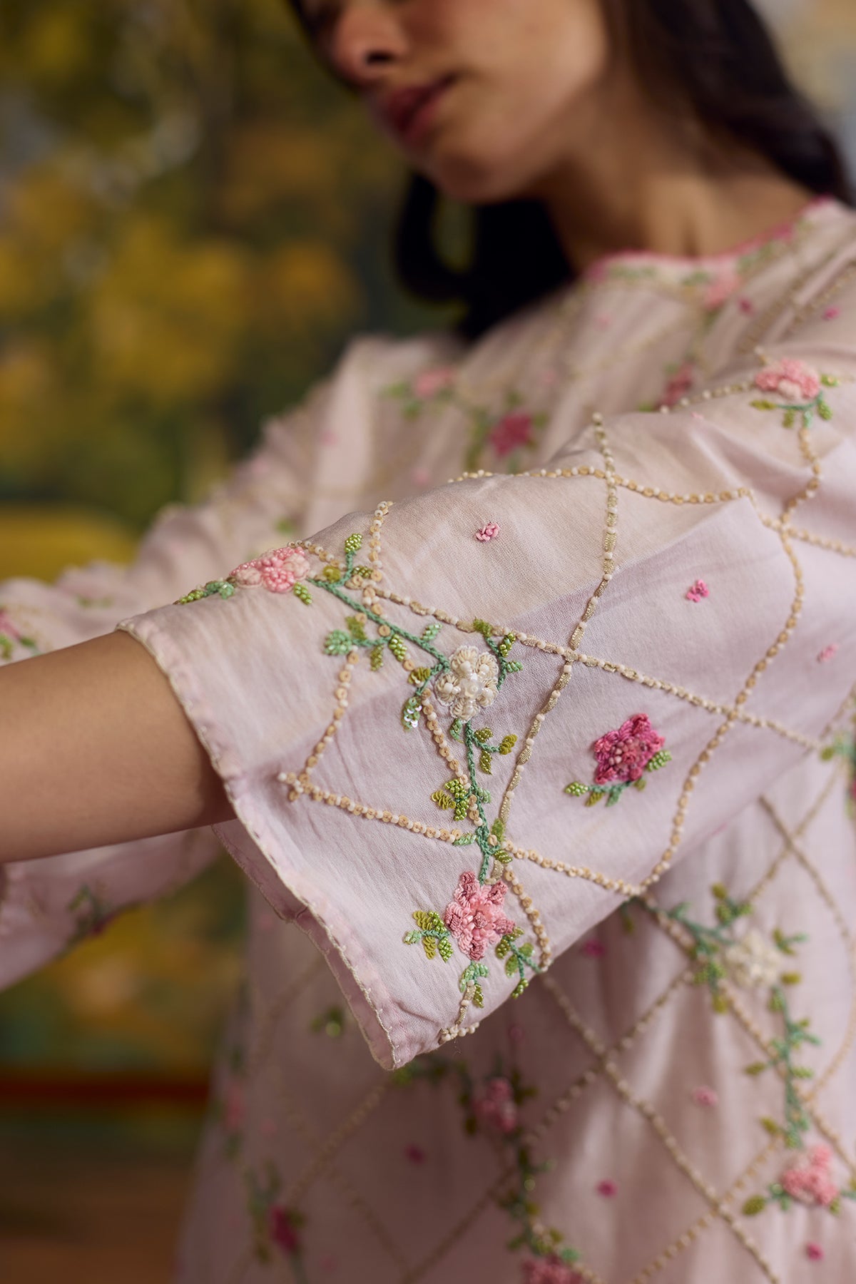 Lavender Embroidered Kurta Set