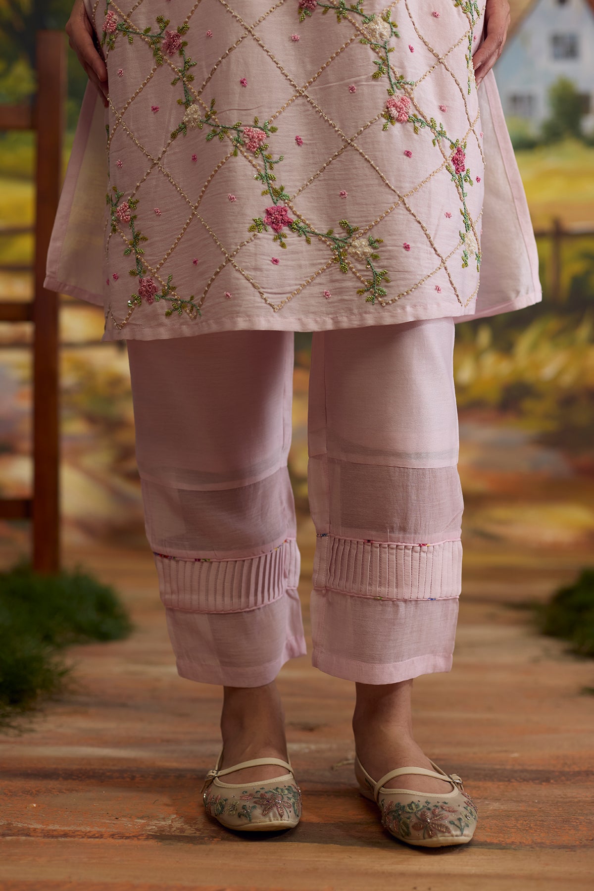Lavender Embroidered Kurta Set