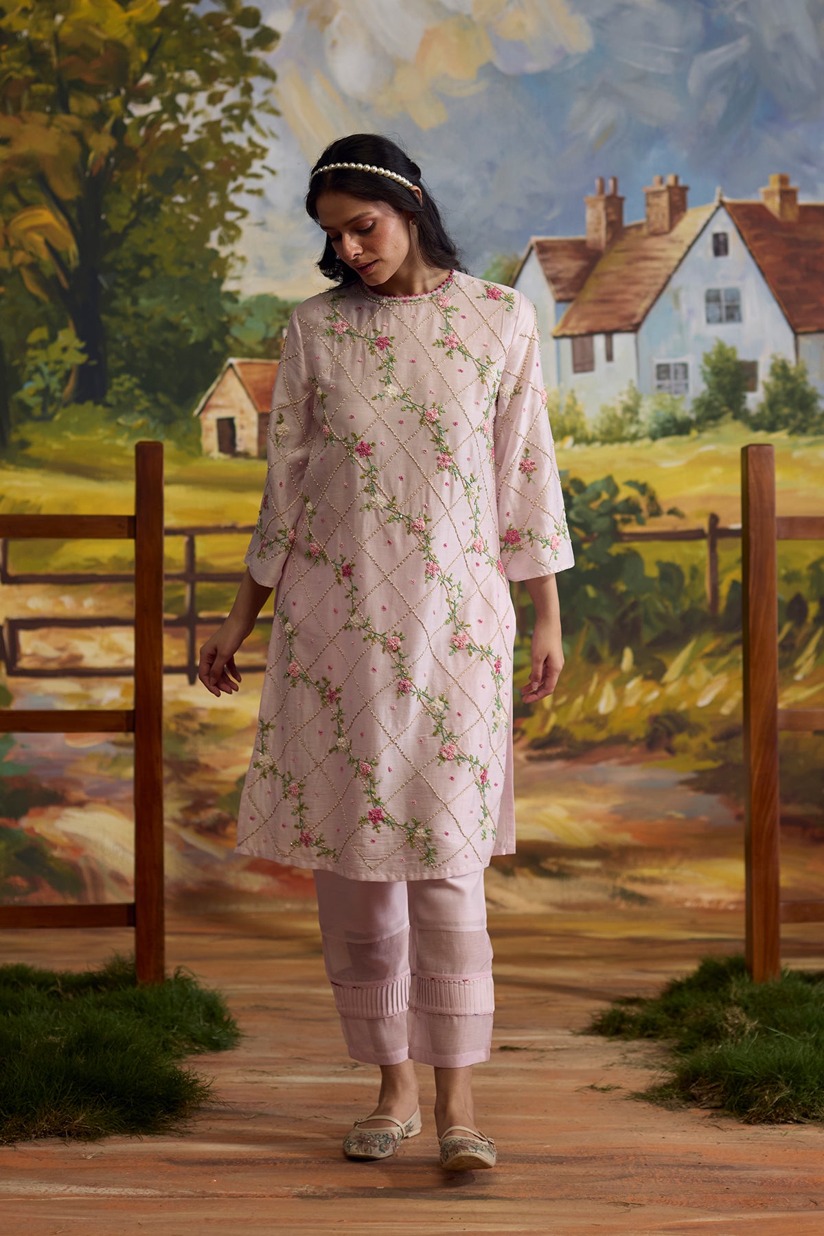 Lavender Embroidered Kurta Set