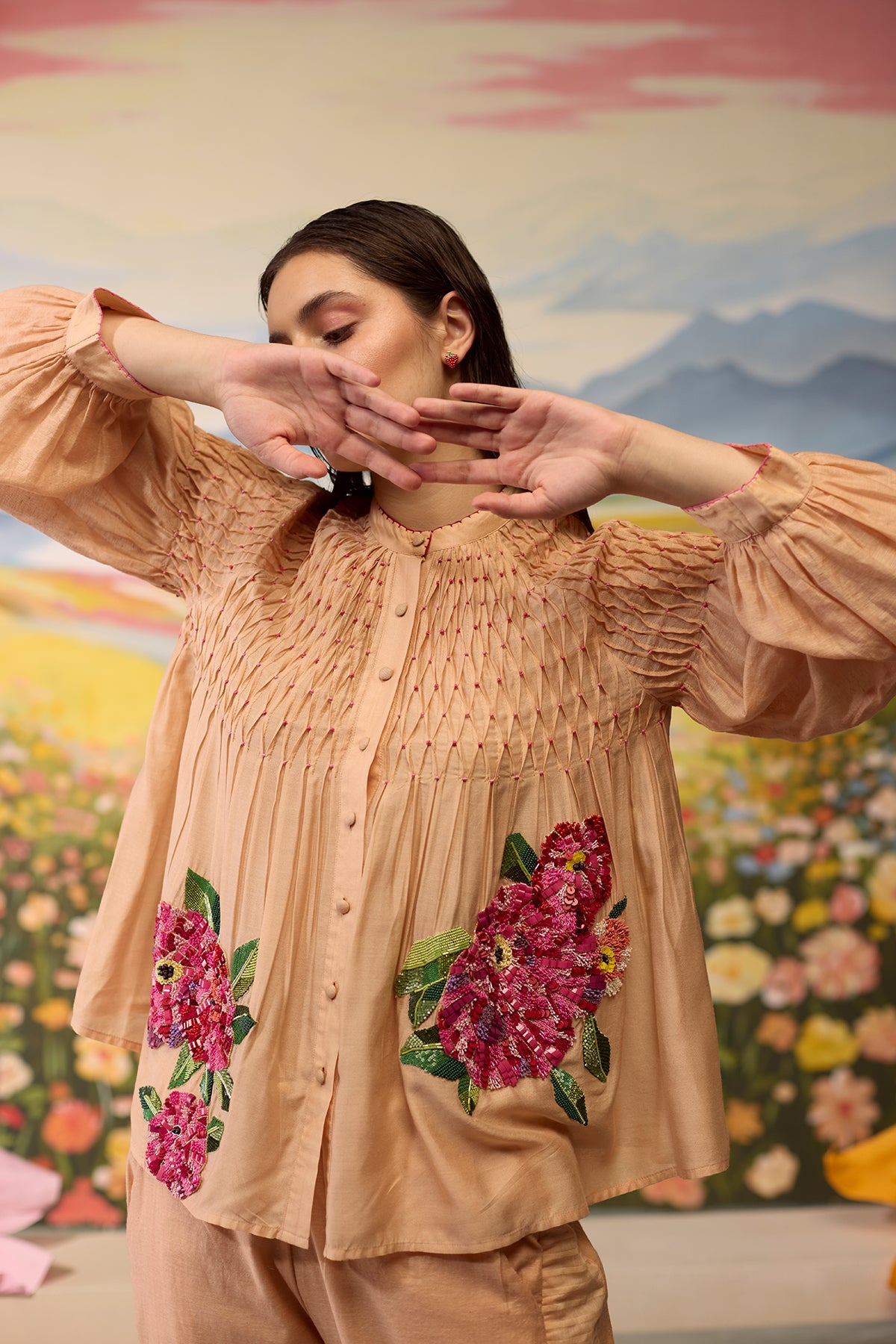 Sorbet Smocked Shirt