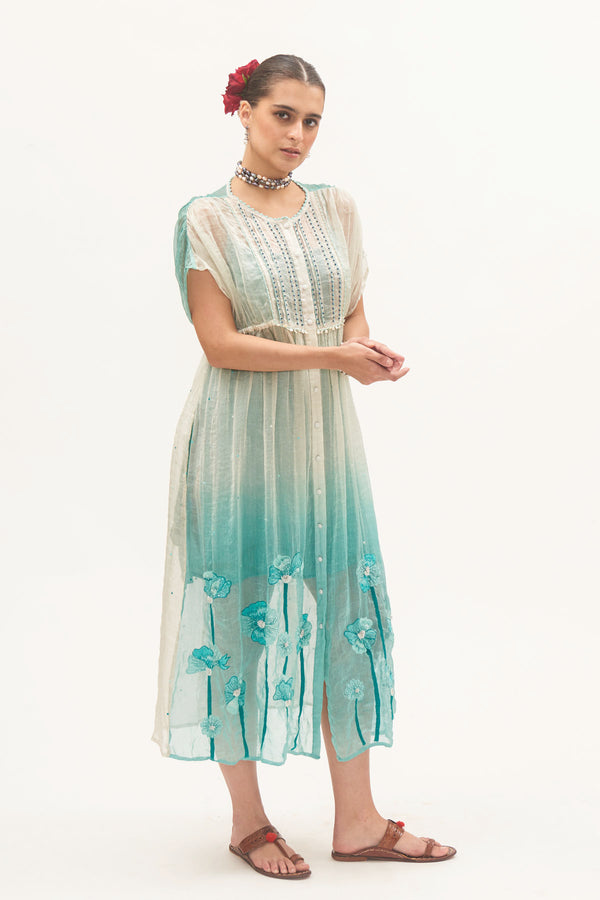 Jal Ombre Embroidered Dress