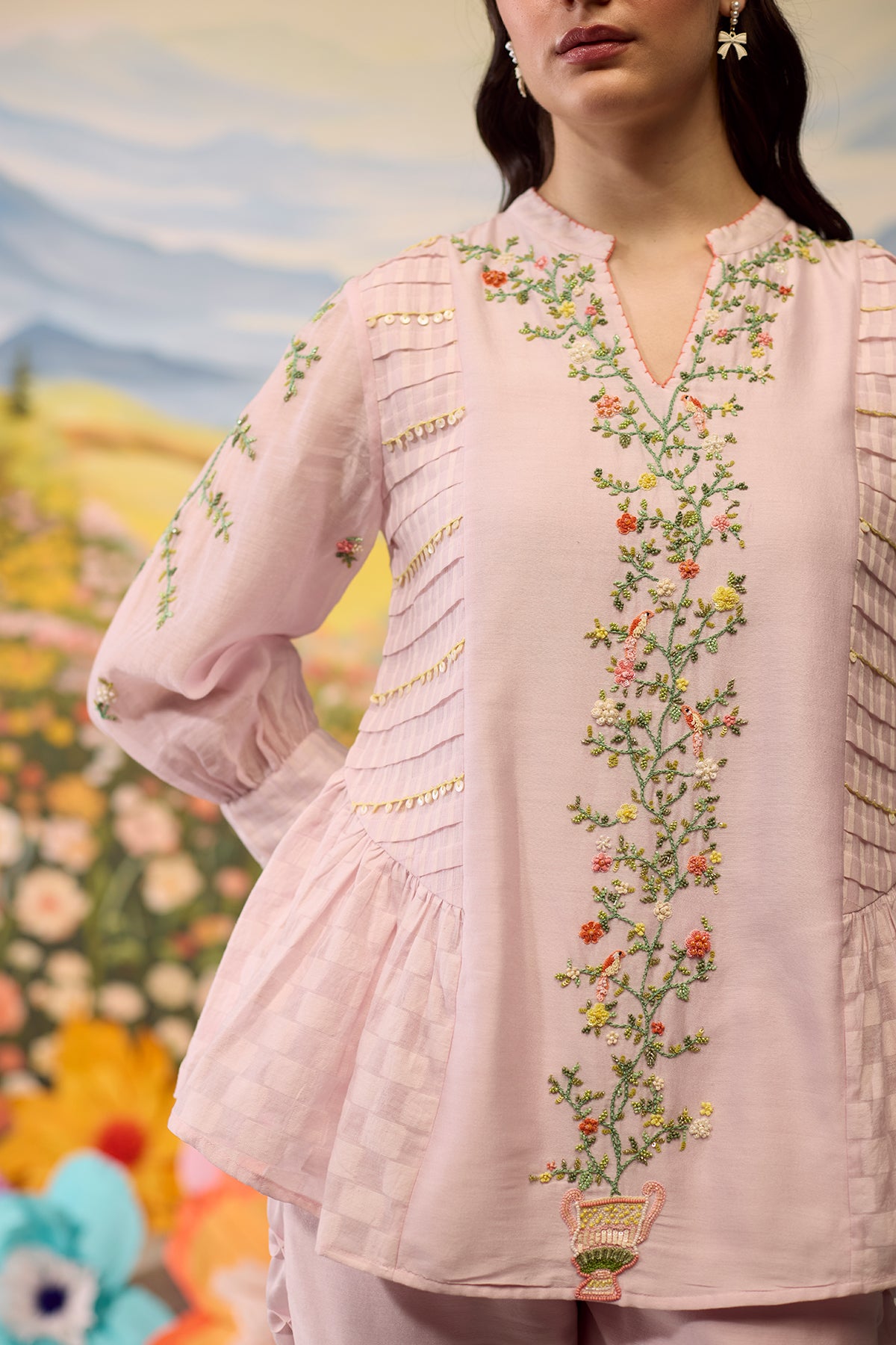 Lavender Embroidered Top