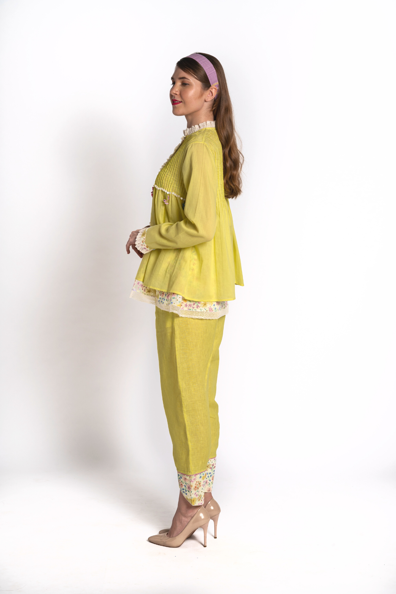 Sunehra Pleated Cotton Shirt With Linen Pants