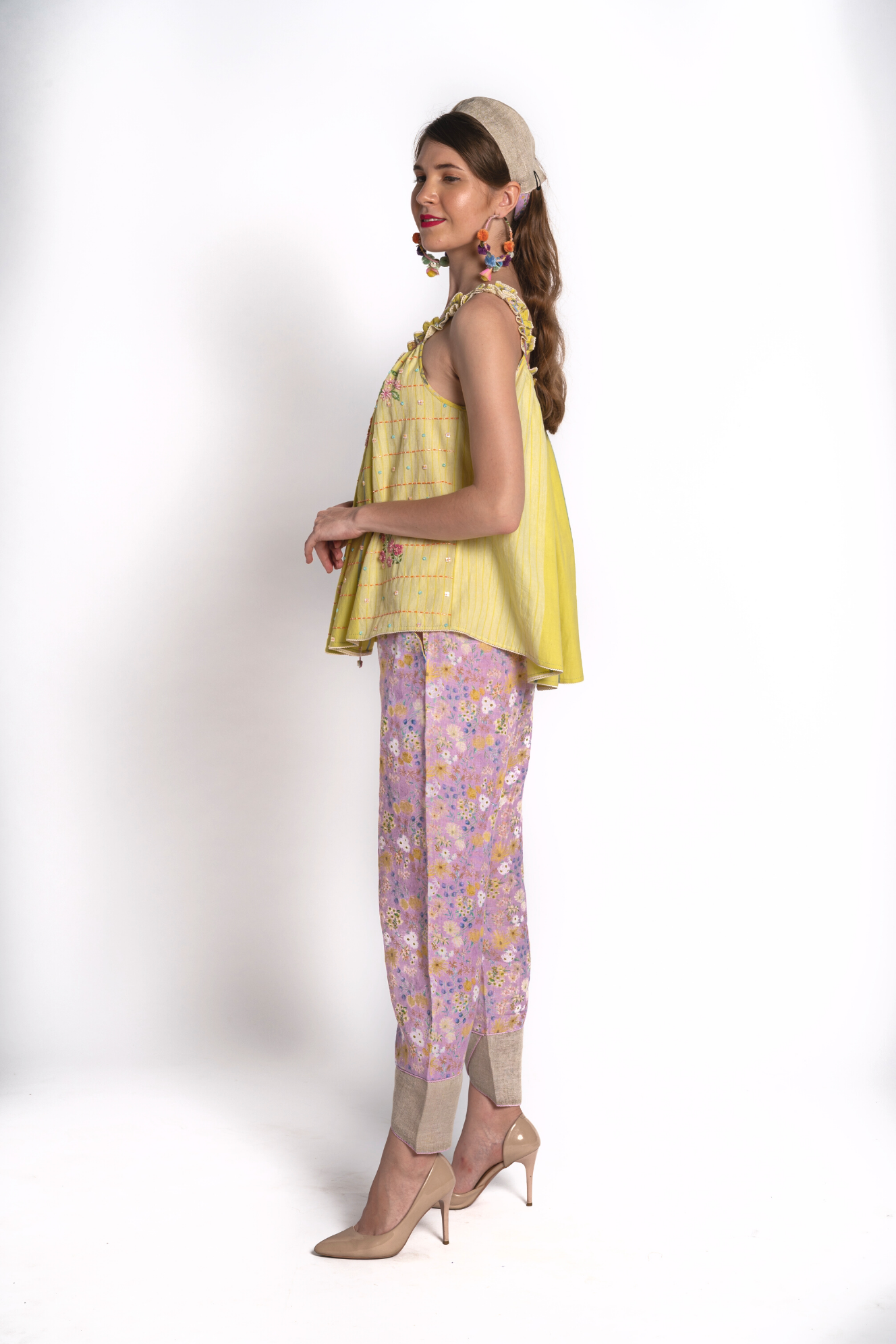 Lemon Lavender Embroidered Cord Set