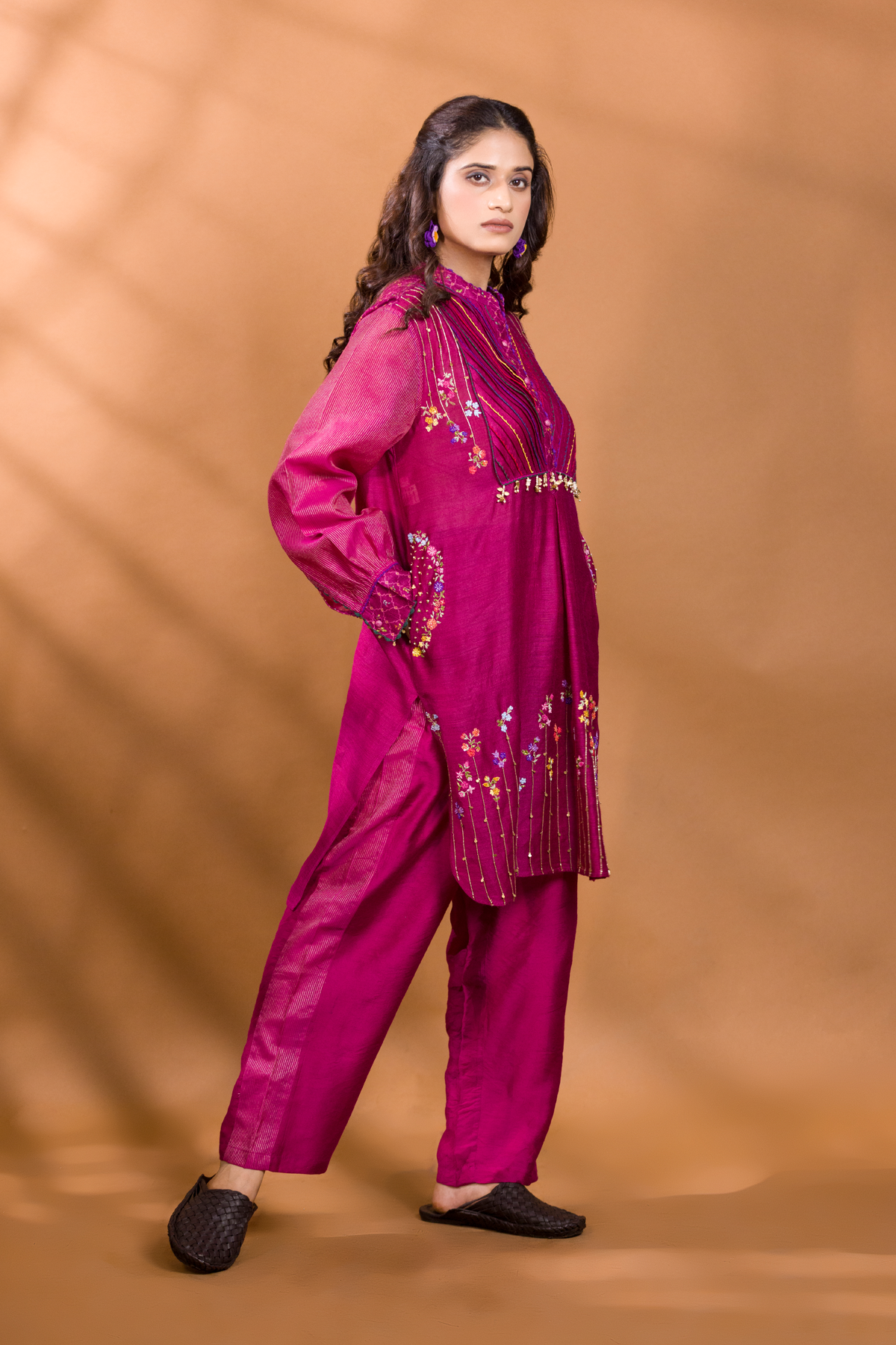 GULKAND PINTUCK KURTA WITH STRAIGHT PANTS